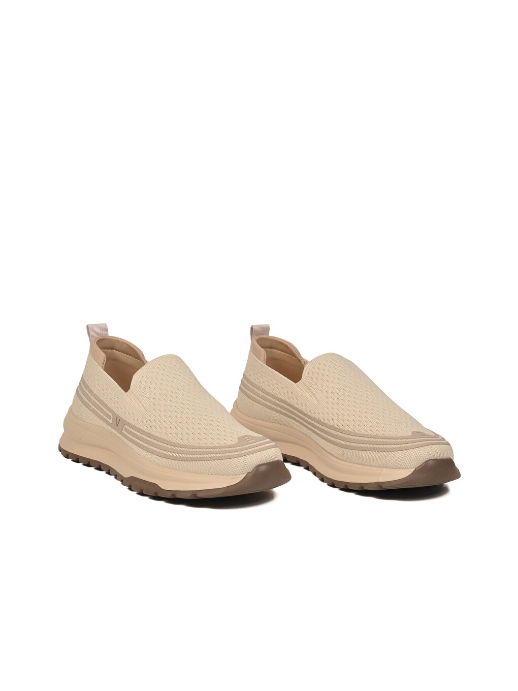 Bej Erkek Anorak Örme Nefes Alabilen Rahat Hafızalı Taban Kum Casual Ayakkabı Loafer E417 M-2