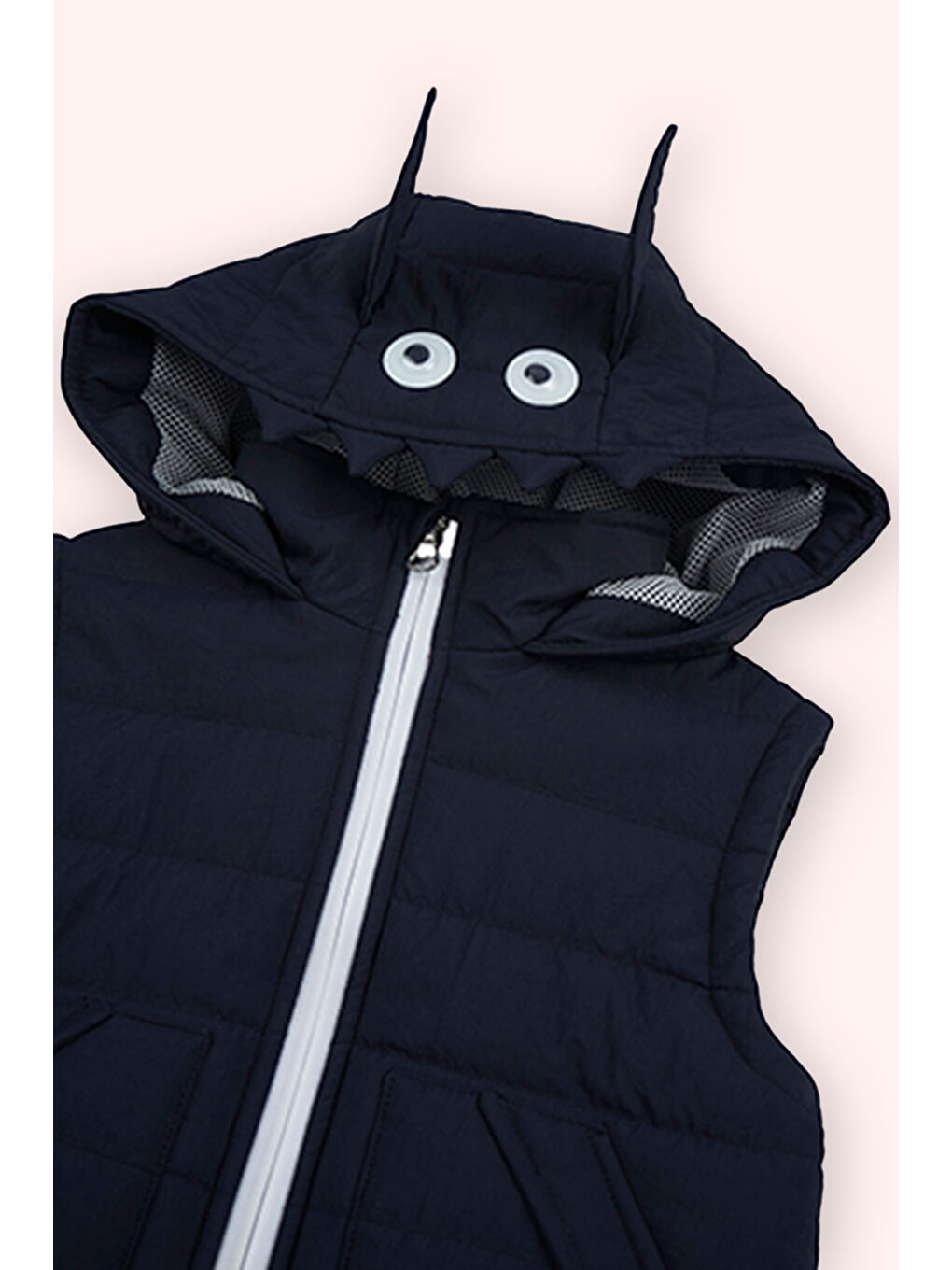 Erkek Bebek Kapüşonlu Micro Lacivert Yelek-1