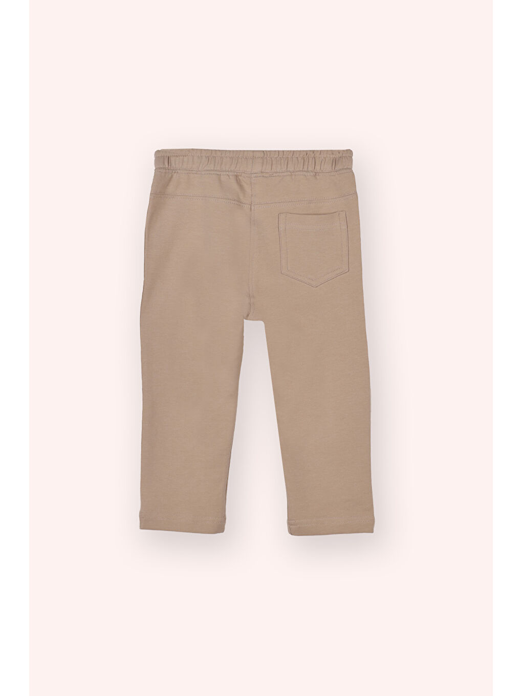 Bej Kız Bebek Beli Lastikli Çizgili Bant Detaylı Vizon Eşofman Altı-2