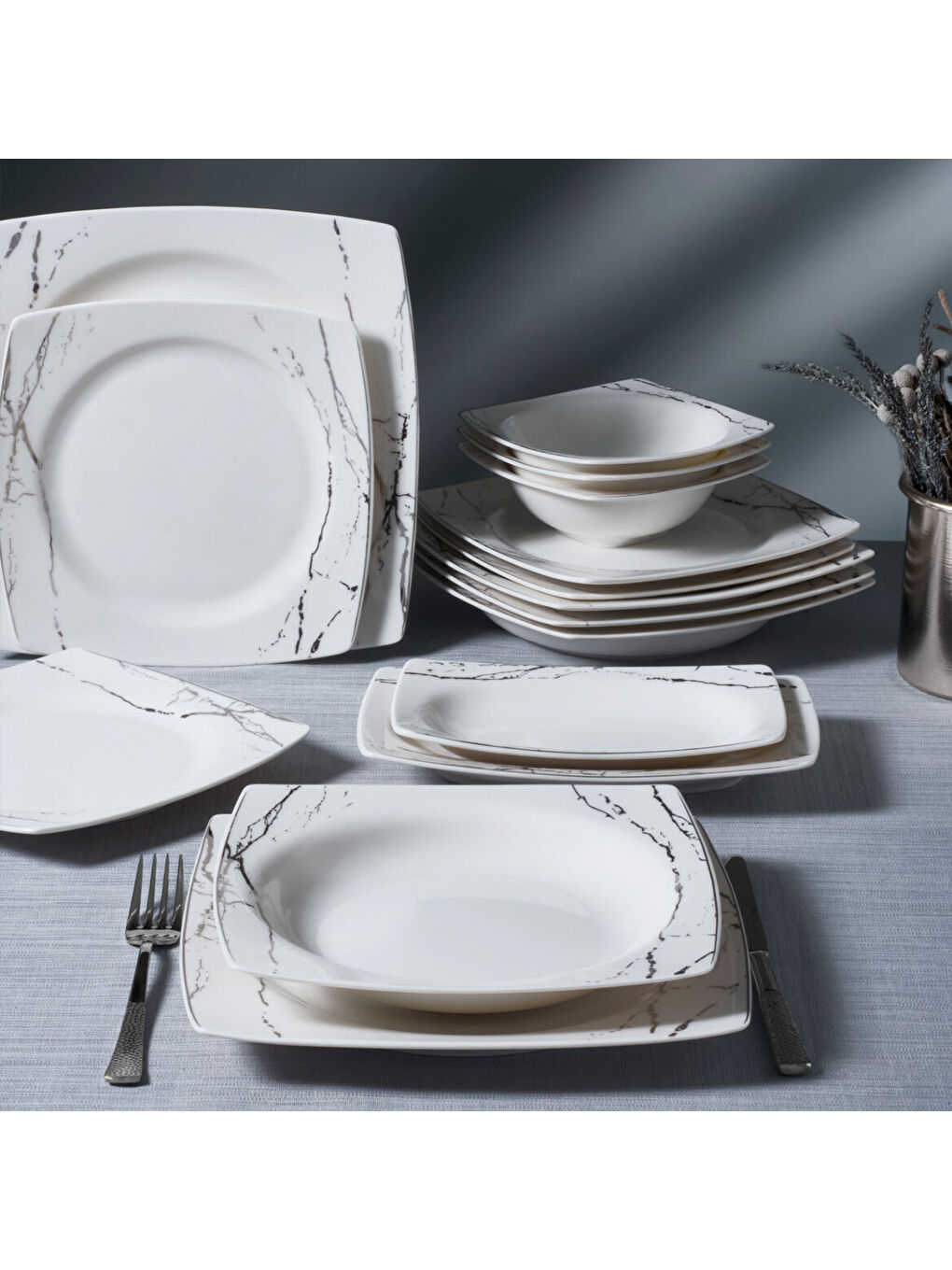 Ekru Caroline 54 Parça 12 Kişilik Yemek Takımı 66851-1