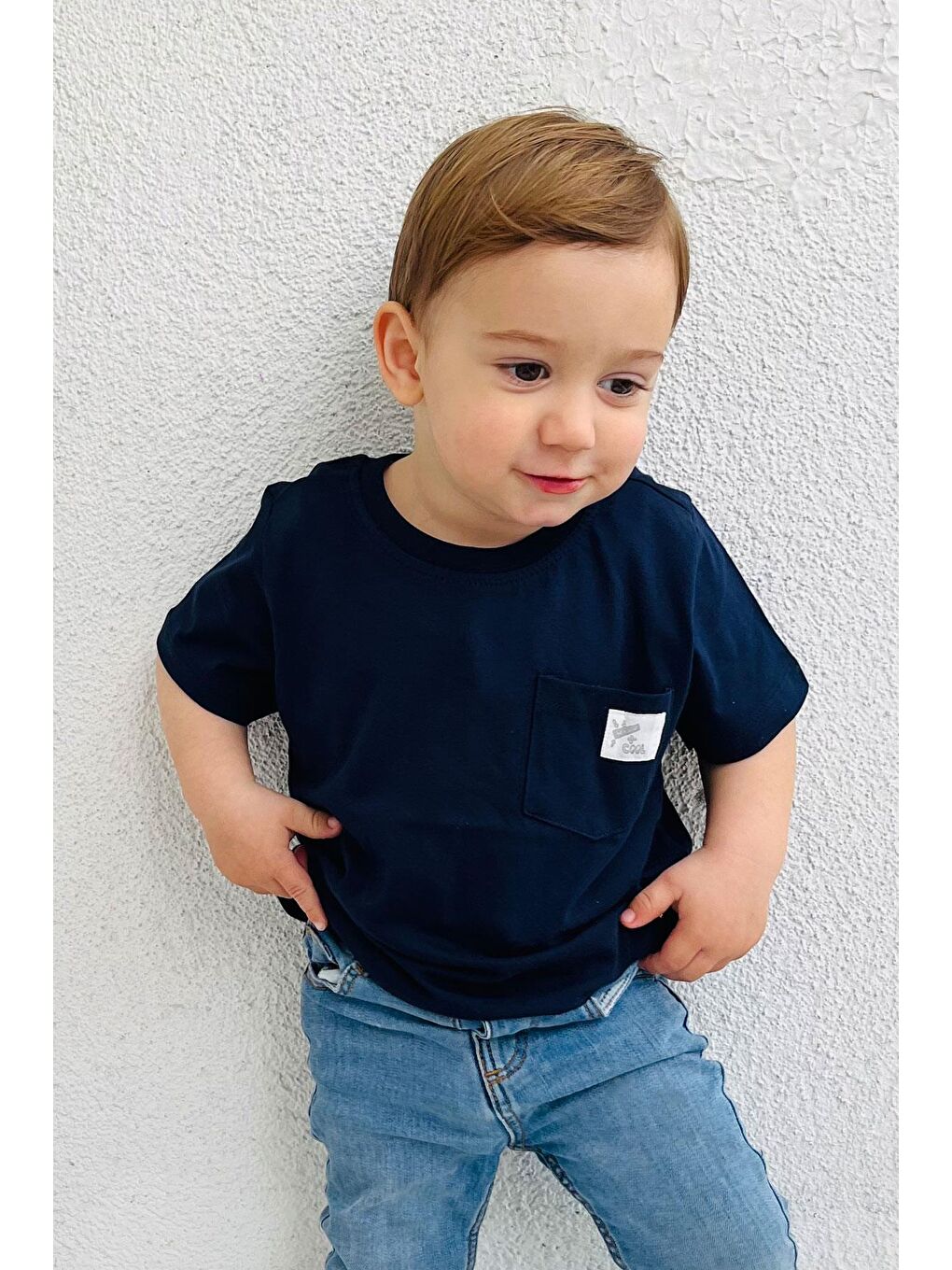 Erkek Çocuk Tişört Cool Yazı Armalı Cepli Lacivert (1.5-5 Yaş)-5