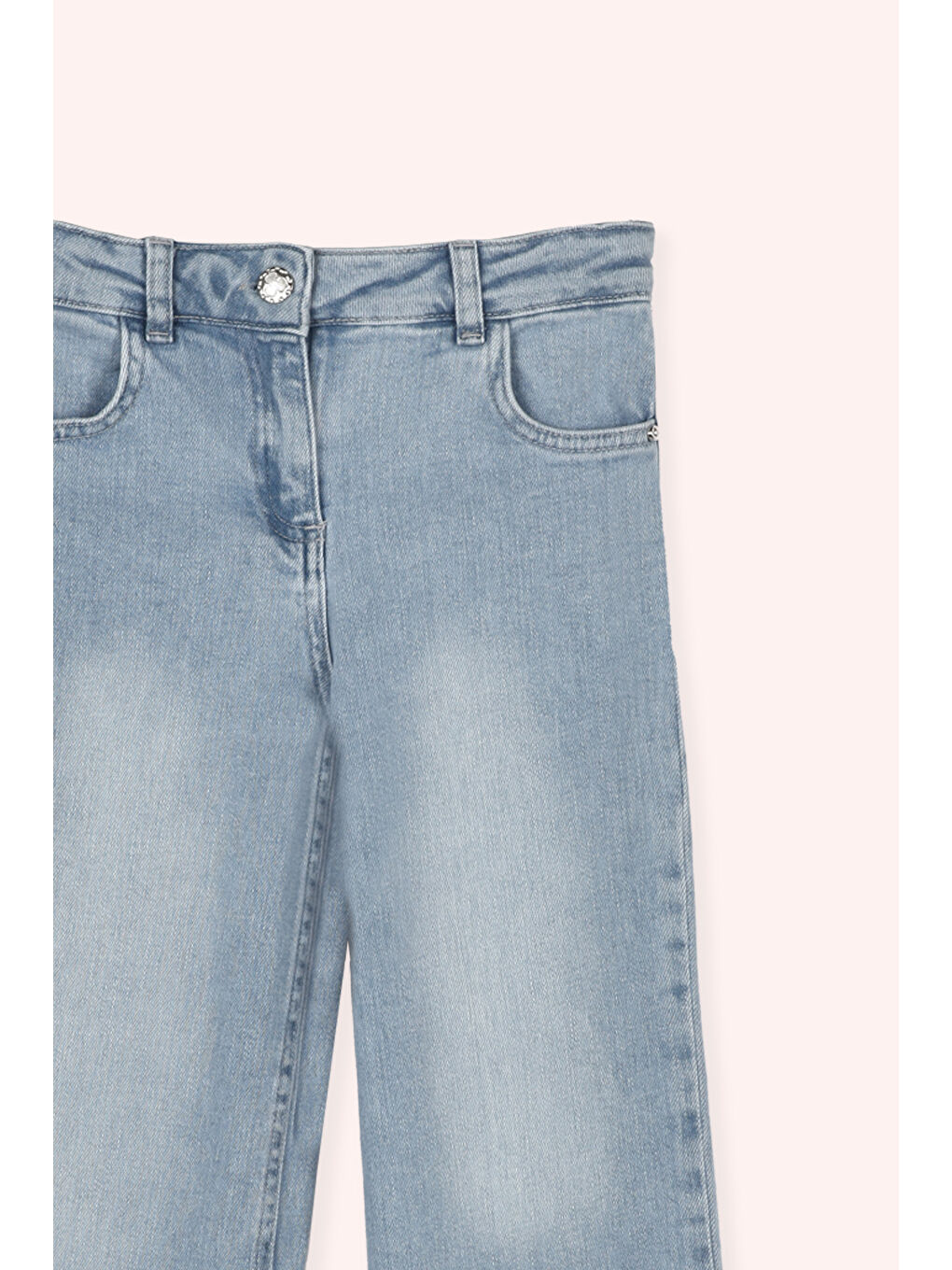 Kız Çocuk Bol Paça Lacivert Jean Pantolon-1