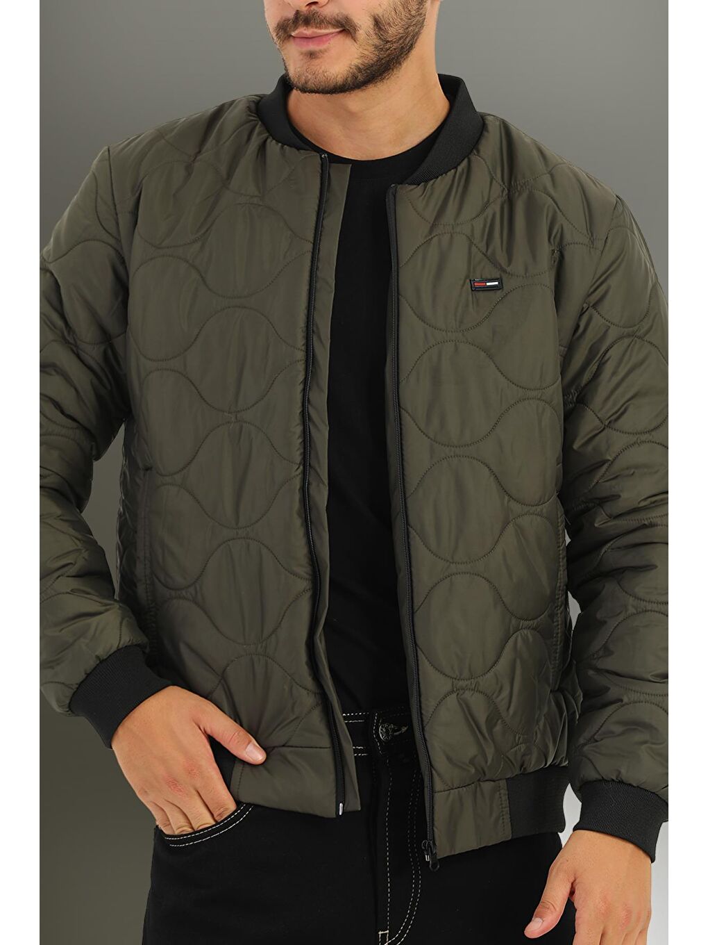 Haki Erkek Su ve Rüzgara Dayanıklı Kapitone Desenli Kışlık Mont KM-400-1