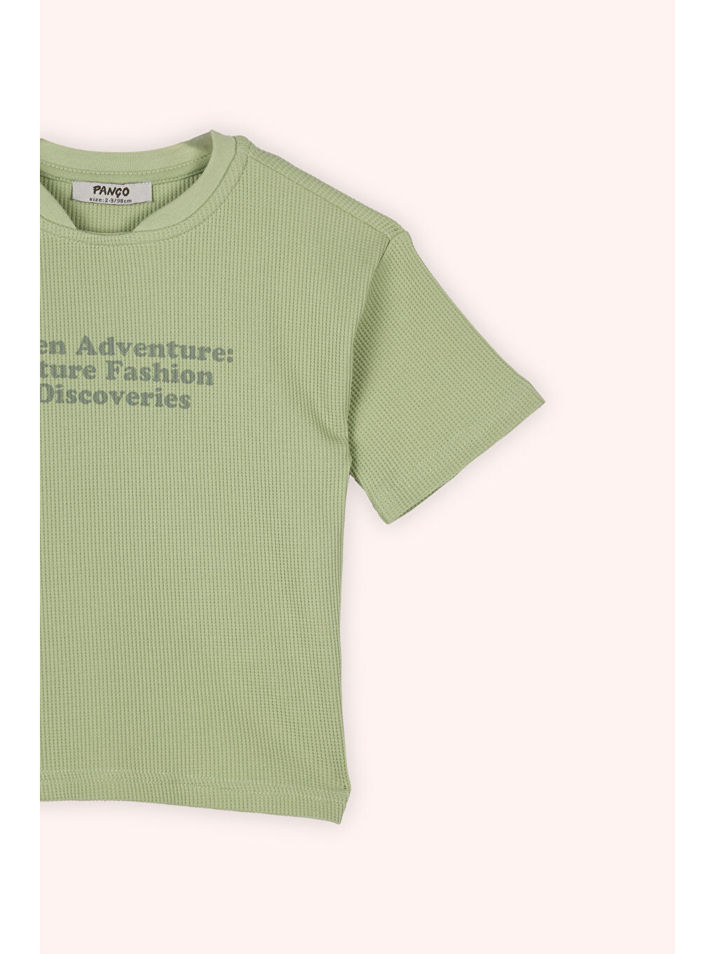 Erkek Bebek Bisiklet Yaka Yazı Baskılı Yeşil Tişört-1