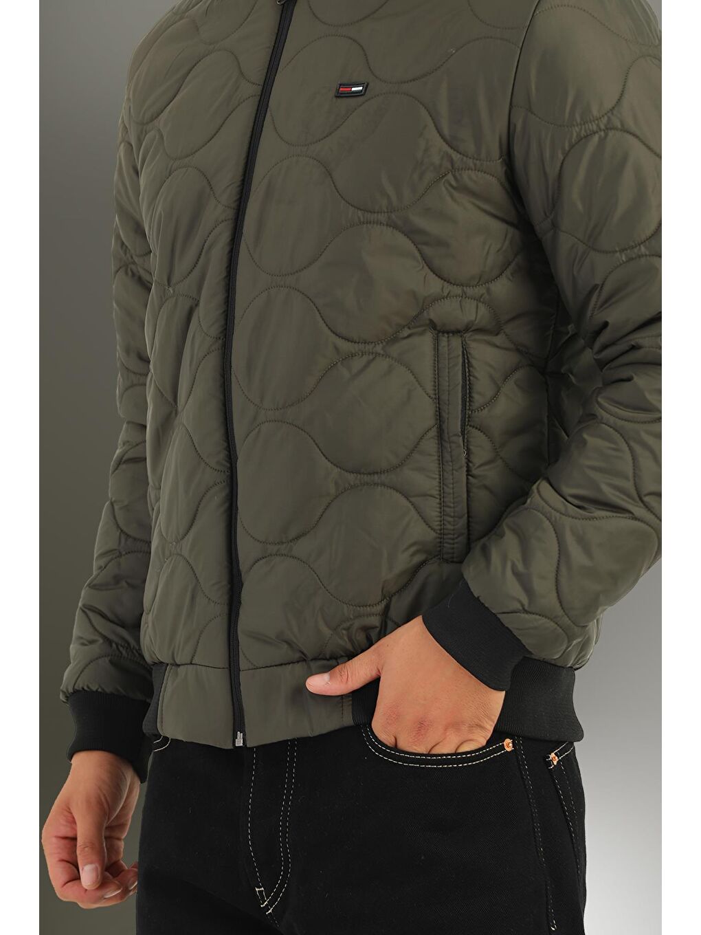 Haki Erkek Su ve Rüzgara Dayanıklı Kapitone Desenli Kışlık Mont KM-400-2