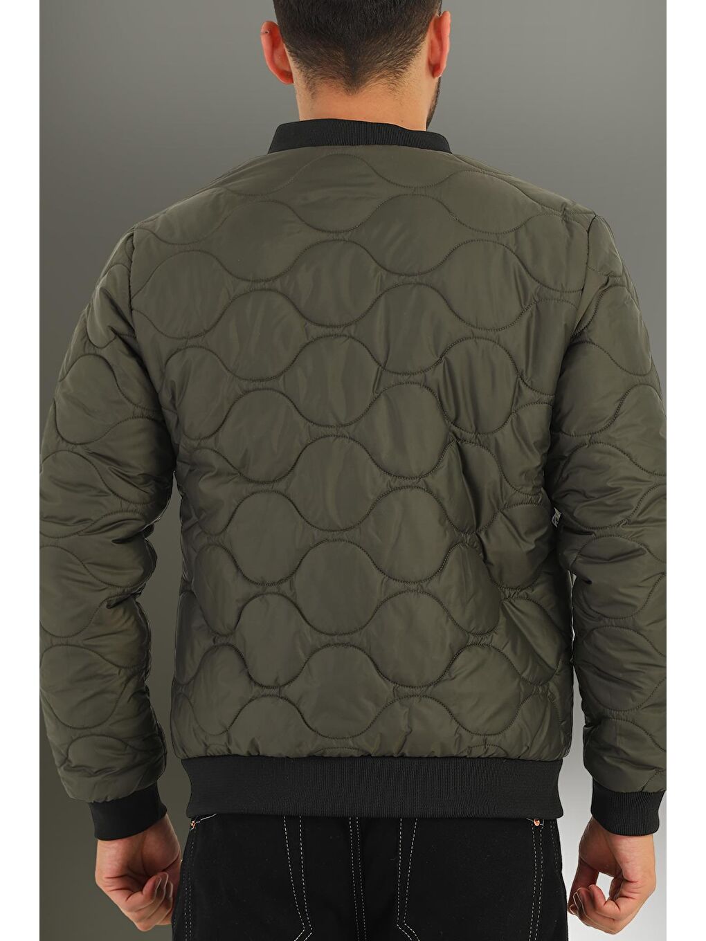 Haki Erkek Su ve Rüzgara Dayanıklı Kapitone Desenli Kışlık Mont KM-400-3