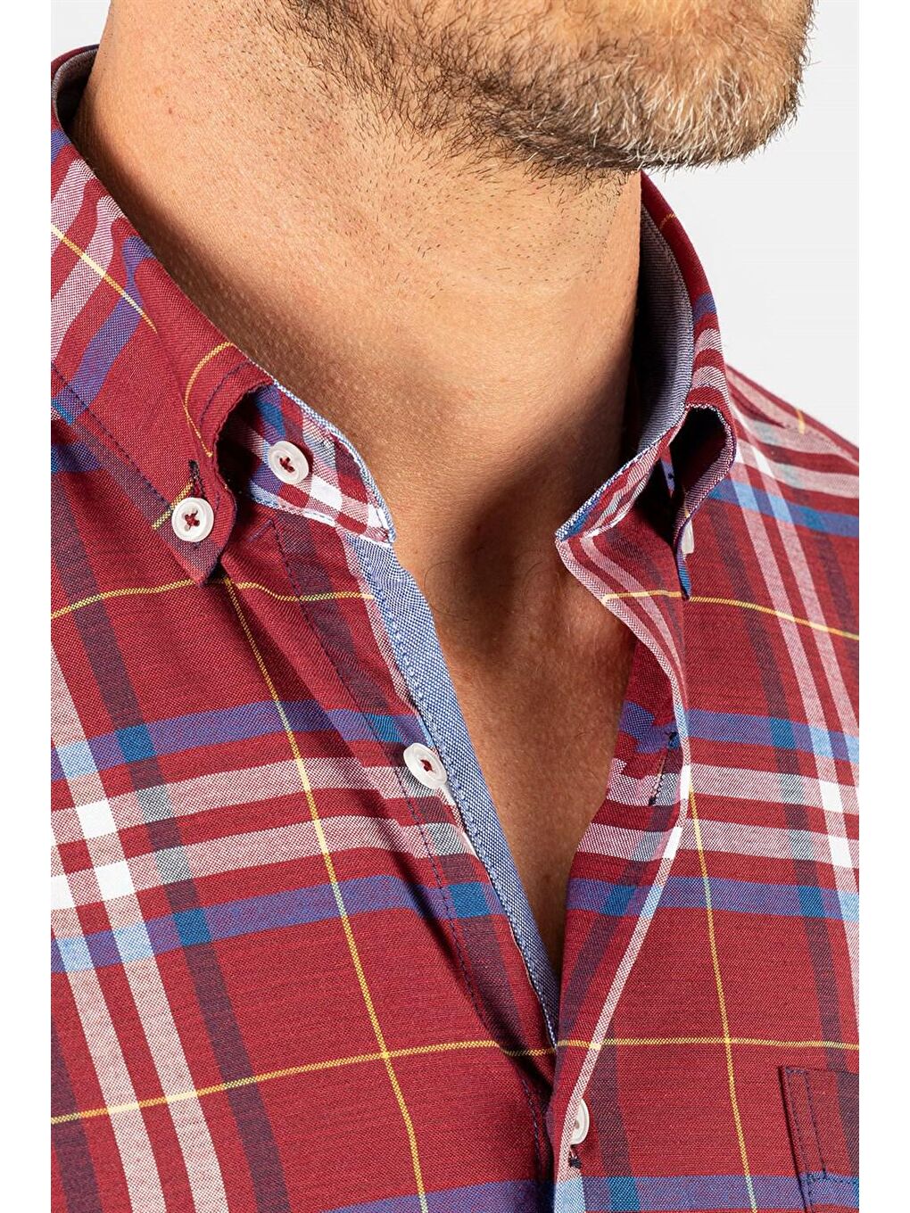 Siyah Klasik Fit Pamuklu Kolay Ütü Kareli Erkek Renkli Gömlek-3