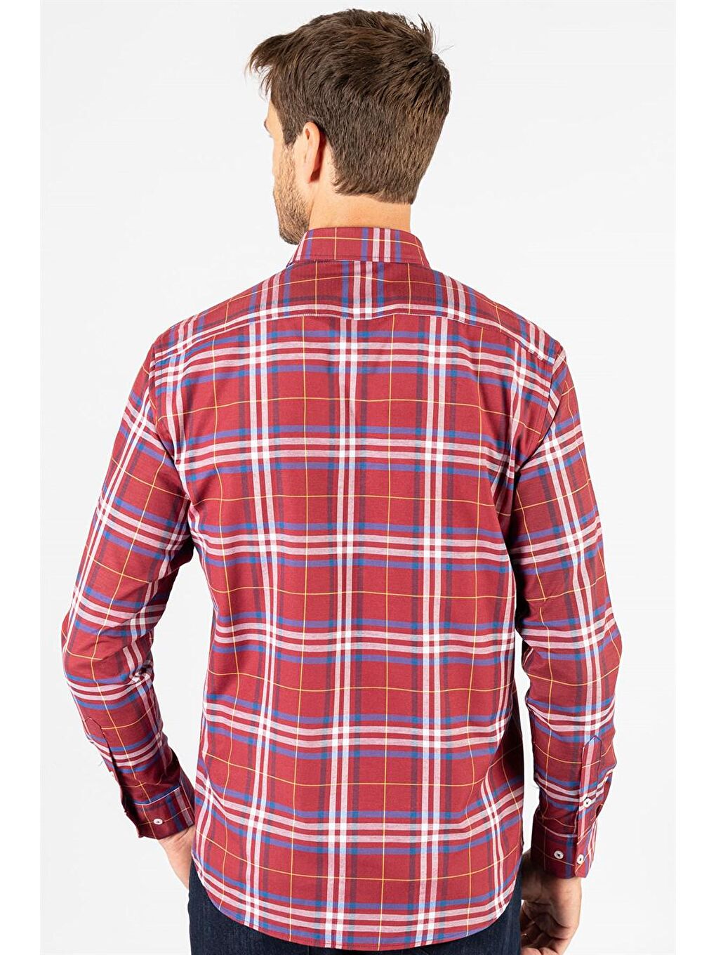 Siyah Klasik Fit Pamuklu Kolay Ütü Kareli Erkek Renkli Gömlek-4