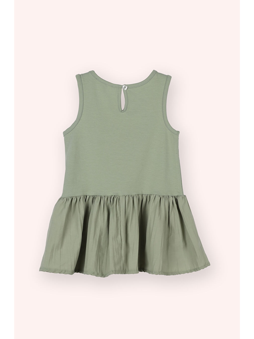 Kız Bebek Alt Bedeni Dokuma Üst Bedeni Örme Haki Elbise-2