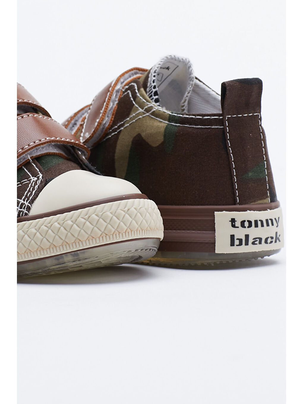 Çocuk Unisex Haki Kamuflaj Rahat Kalıp Işıklı Cırtlı Spor Ayakkabı-1