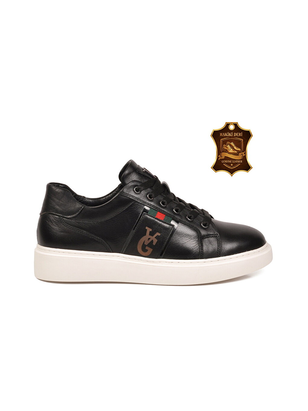 Erkek Siyah Hakiki Deri Bağcıklı Rahat Smart Casual Ayakkabı Sneaker M196 M