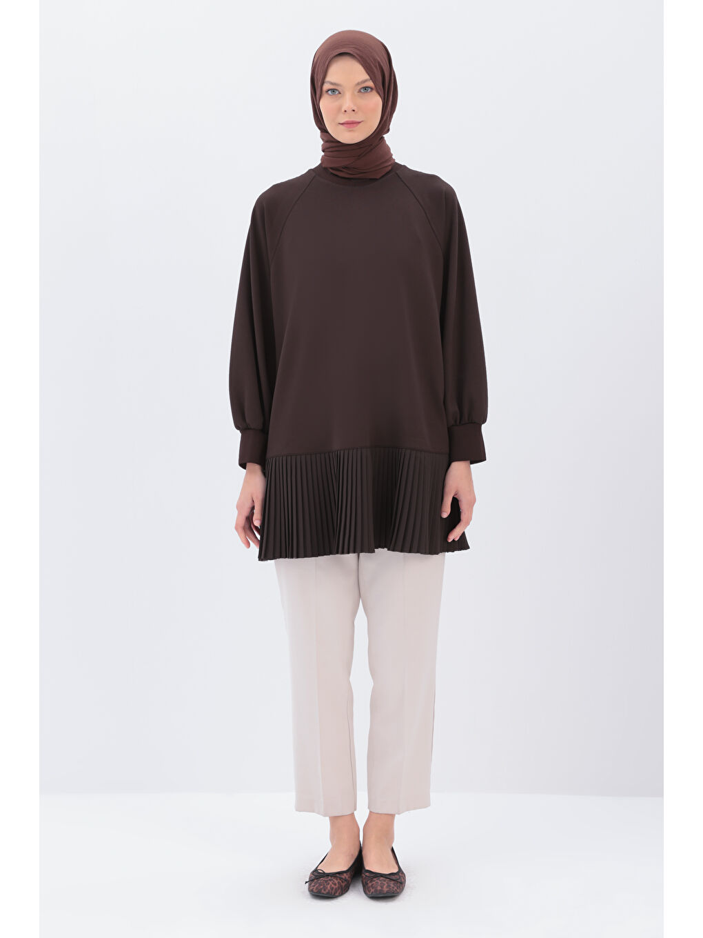 ALLDAY Kahverengi Kahve Oversize Garni Piliseli Tunik - 1