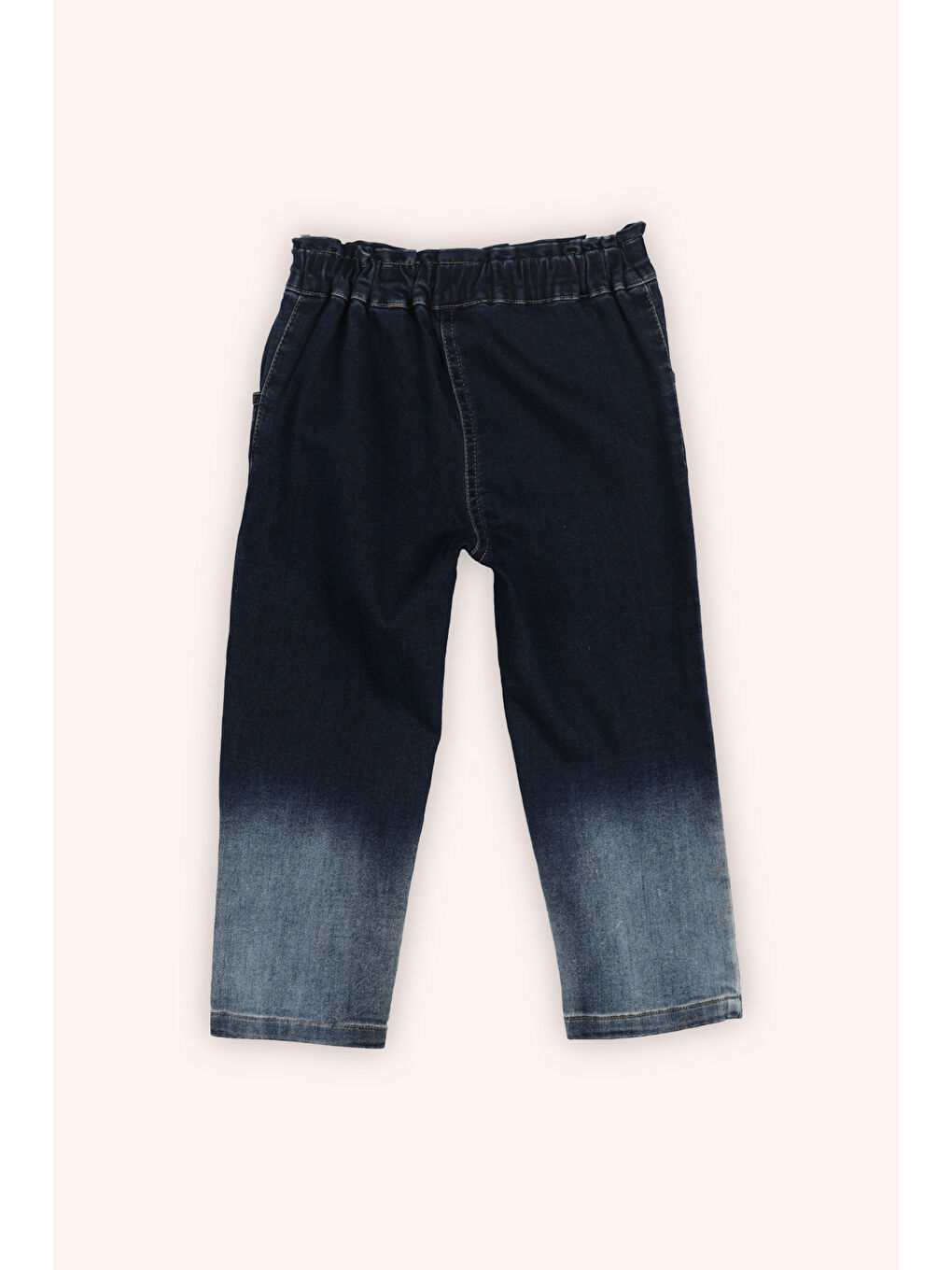 Kız Bebek Beli Lastikli Boru Paça Çıt Çıt Detaylı Lacivert Jean Pantolon-2