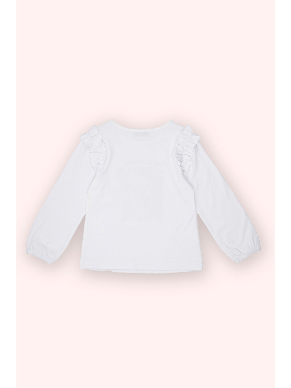 Kız Bebek Baskı Detaylı Uzun Kollu Beyaz Tişört-2