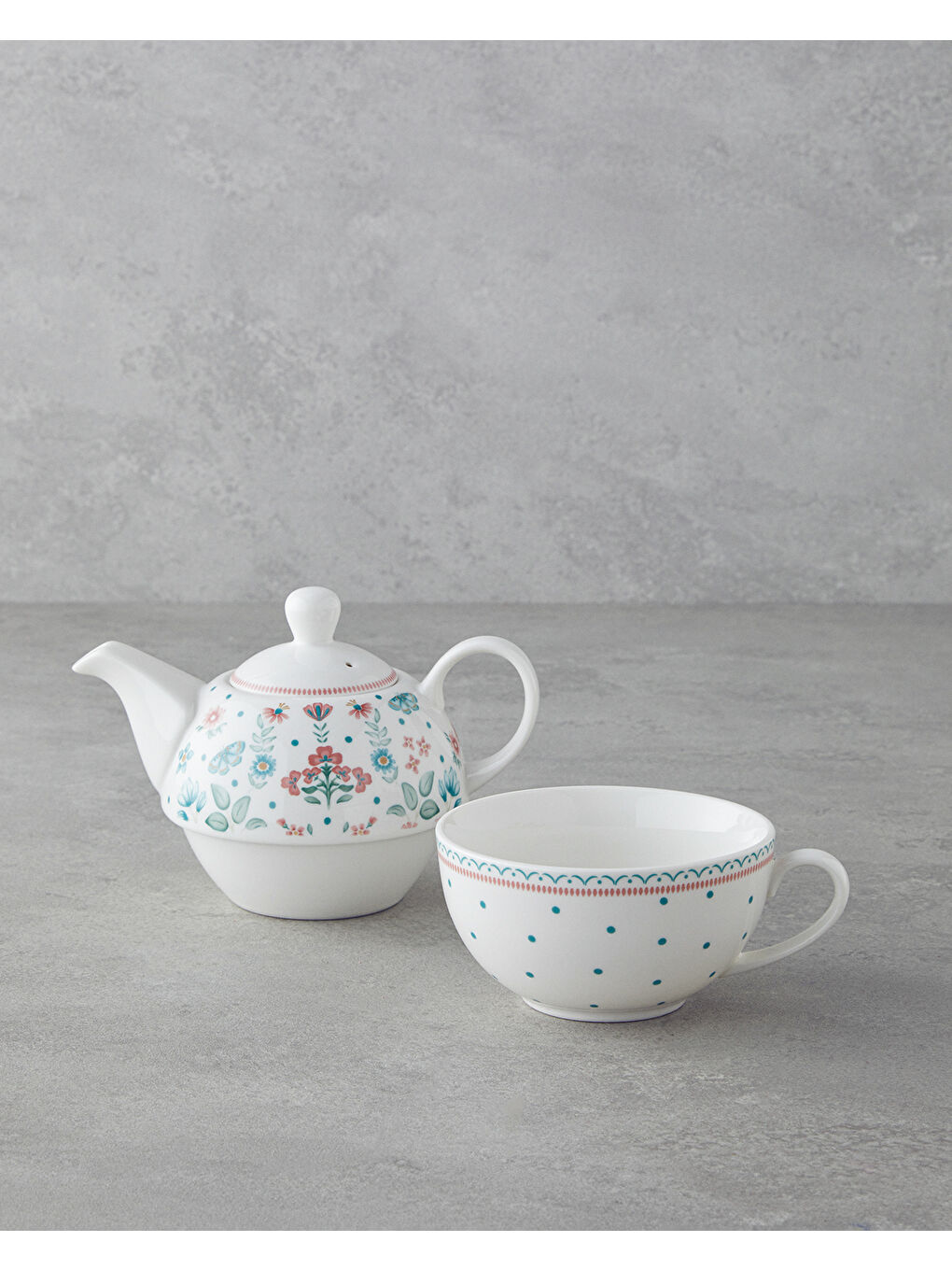 Enola New Bone China Demlik Seti 400 ml Beyaz-1