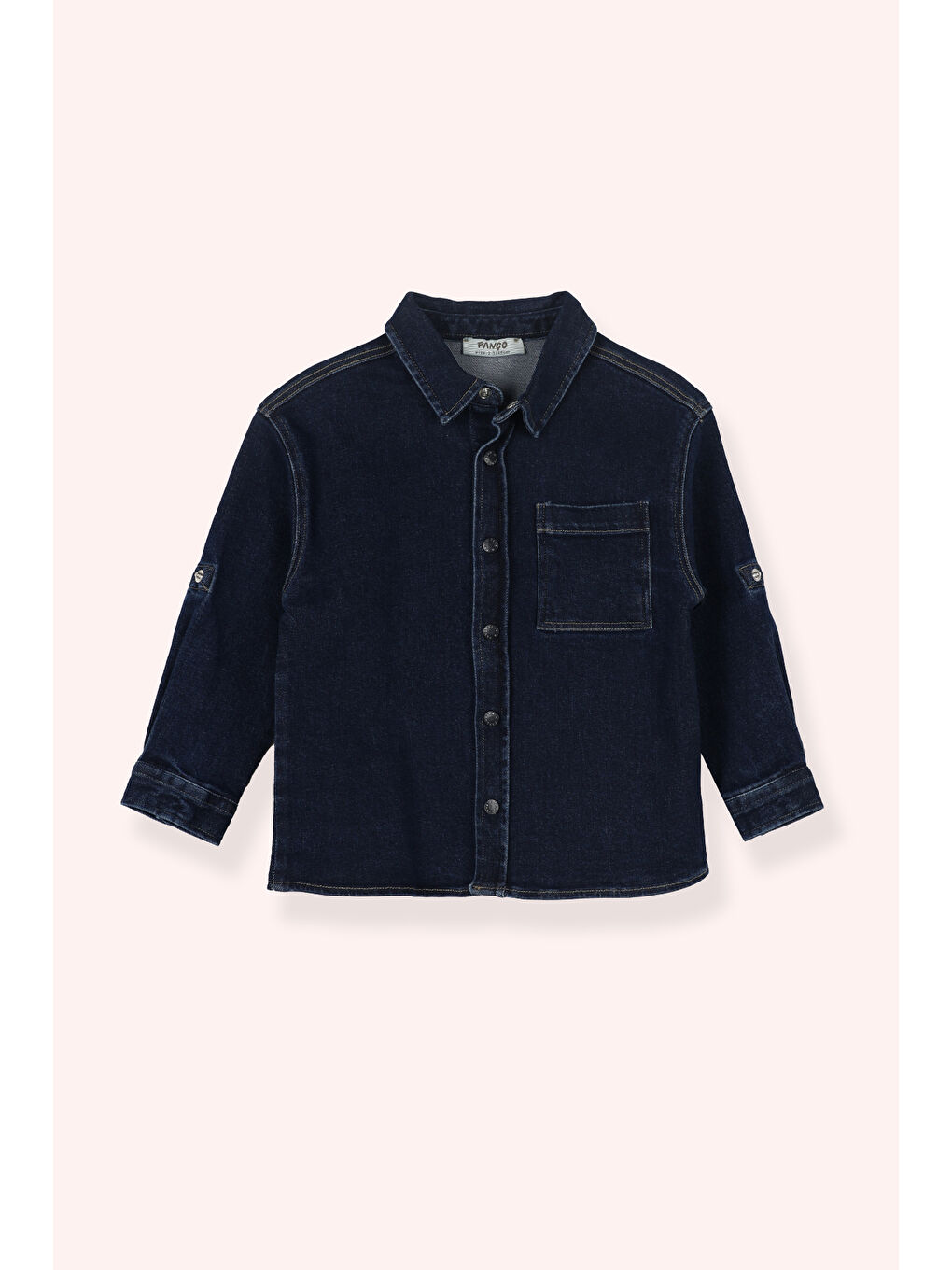 Erkek Bebek Sırtı Baskı Detaylı Lacivert Jean Ceket-1