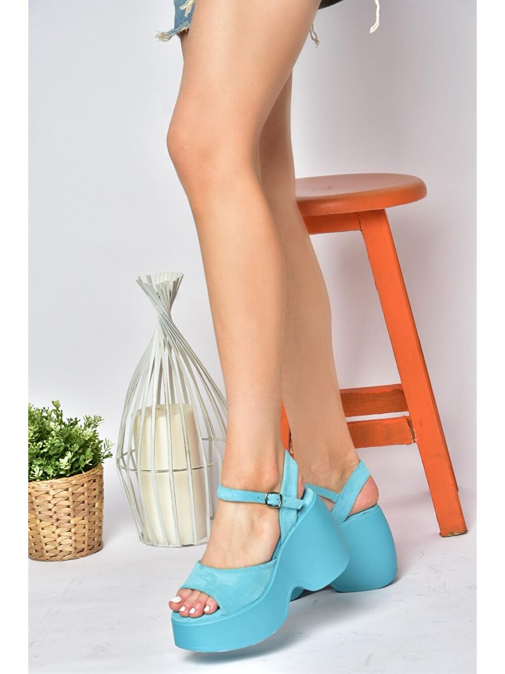 P973001002 Mavi Dolgu Taban Kadın Ayakkabı-3