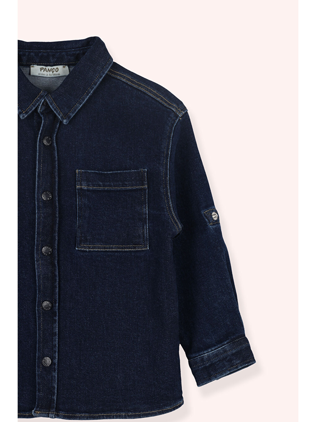 Erkek Bebek Sırtı Baskı Detaylı Lacivert Jean Ceket-2