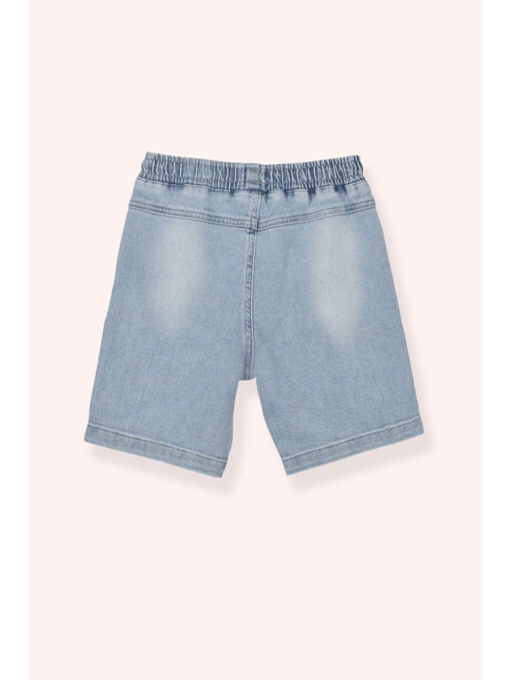 Erkek Çocuk Beli Lastikli Kordonlu Yıkamalı Lacivert Jean Şort-2