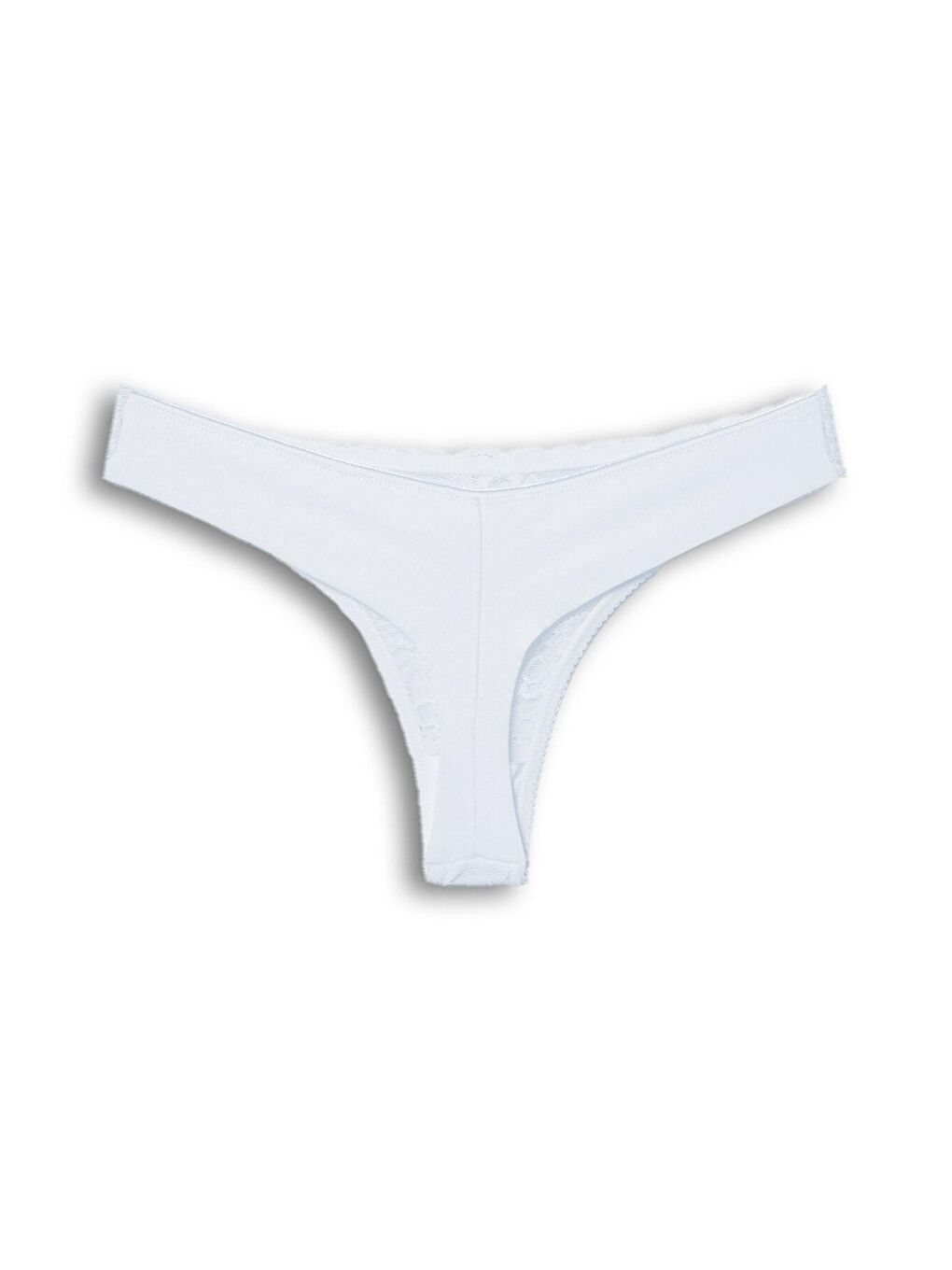 Beyaz Pamuklu Önü Dantel Arkası Çift Kat Dikişsiz Tanga Kadın Külot-1
