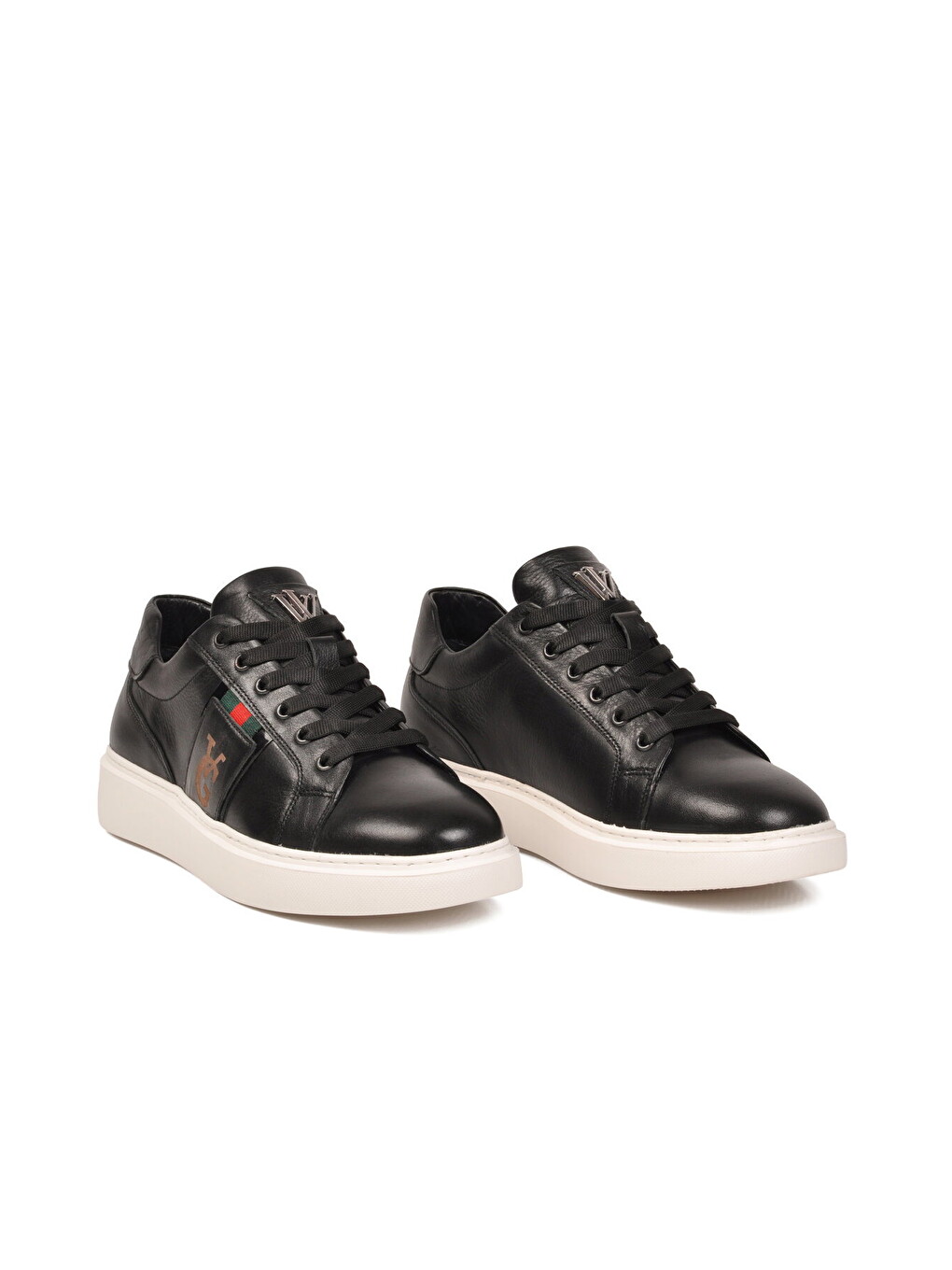 Erkek Siyah Hakiki Deri Bağcıklı Rahat Smart Casual Ayakkabı Sneaker M196 M-2