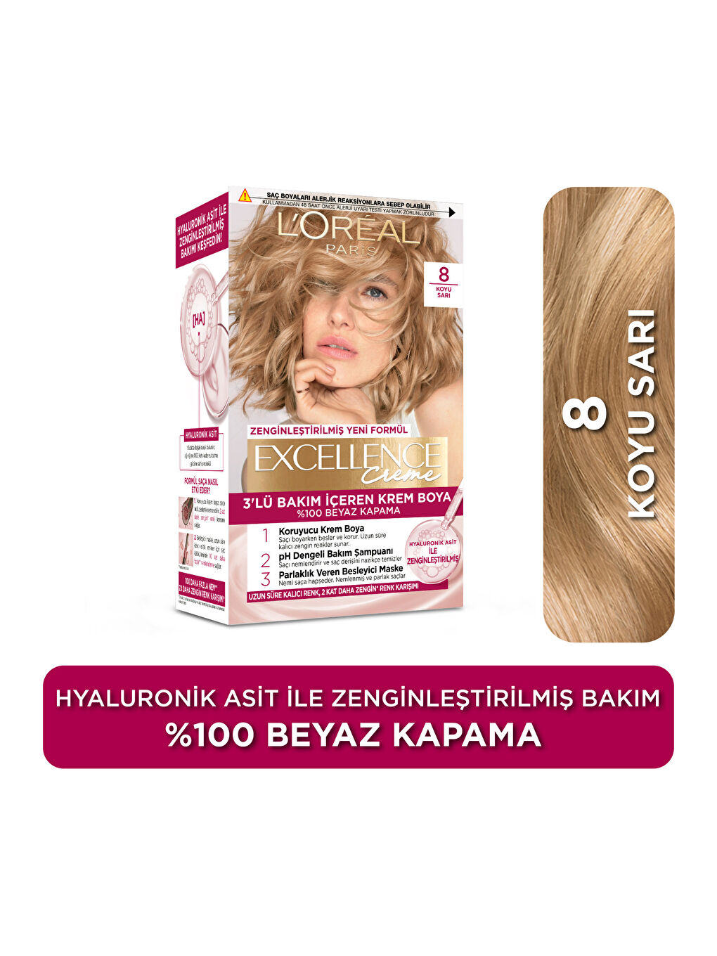 L'Oreal Paris Sarı Excellence Creme Saç Boyası 8 Koyu Sarı