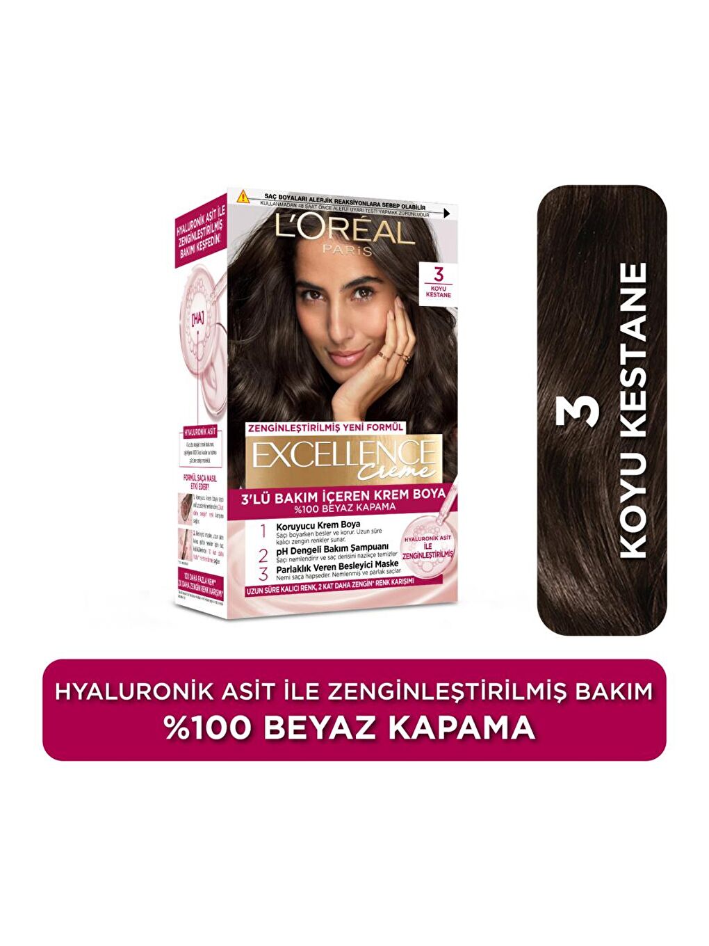 L'Oreal Paris Excellence Creme Saç Boyası 3 Koyu Kestane