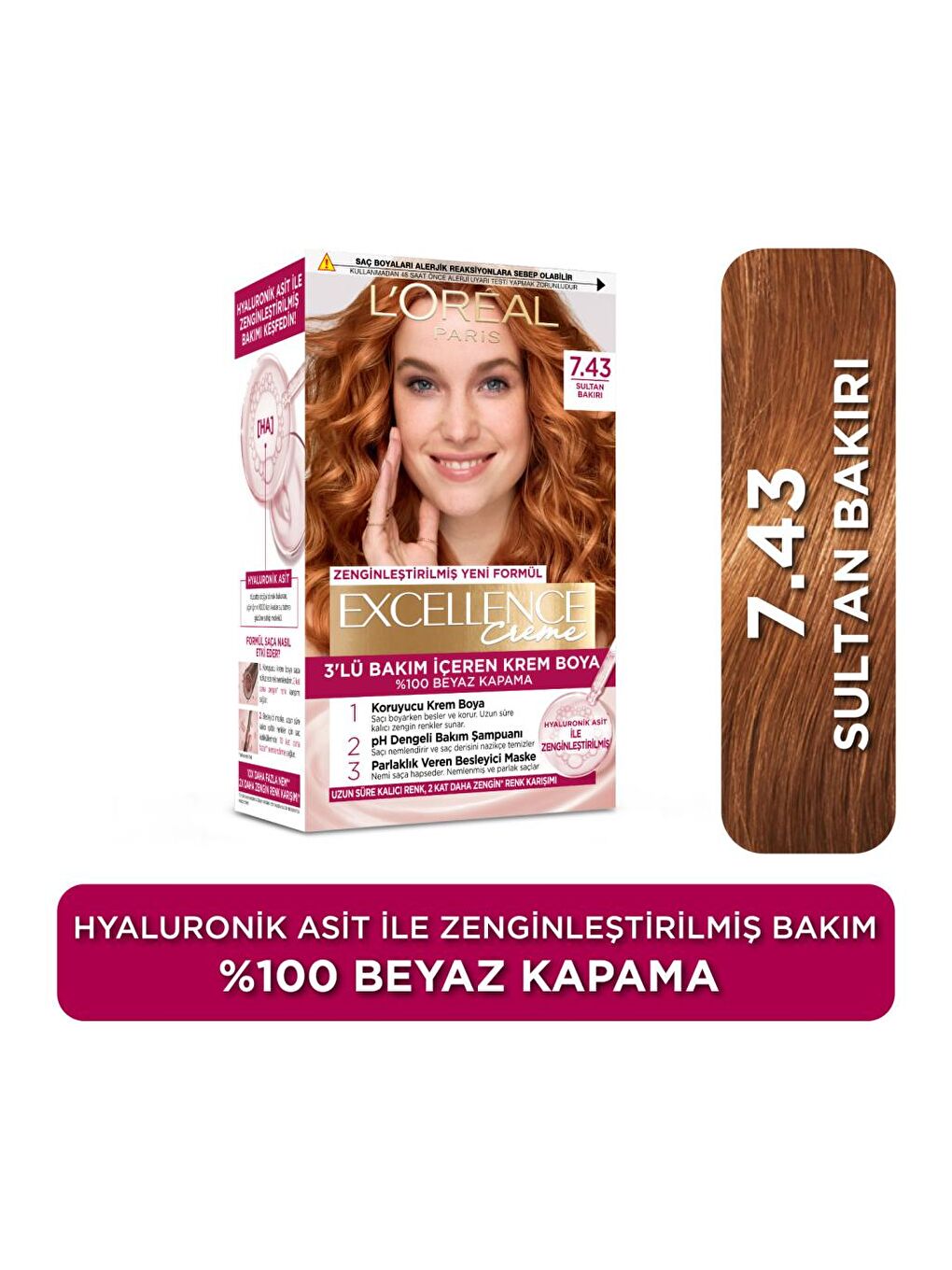 L'Oreal Paris Bakır Excellence Creme Saç Boyası 7.43 Sultan Bakırı