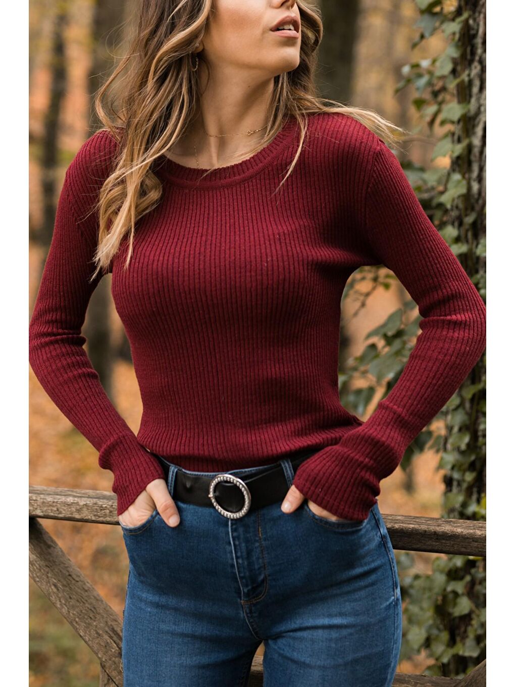 Bordo Bisiklet Yaka Kazak 9YXK6-41553-05