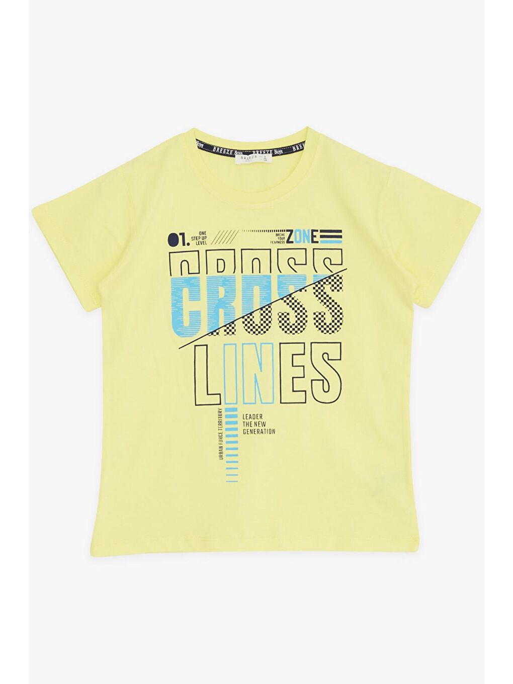 Erkek Çocuk Tişört Yazı Baskılı Neon Sarı (8-14 Yaş)