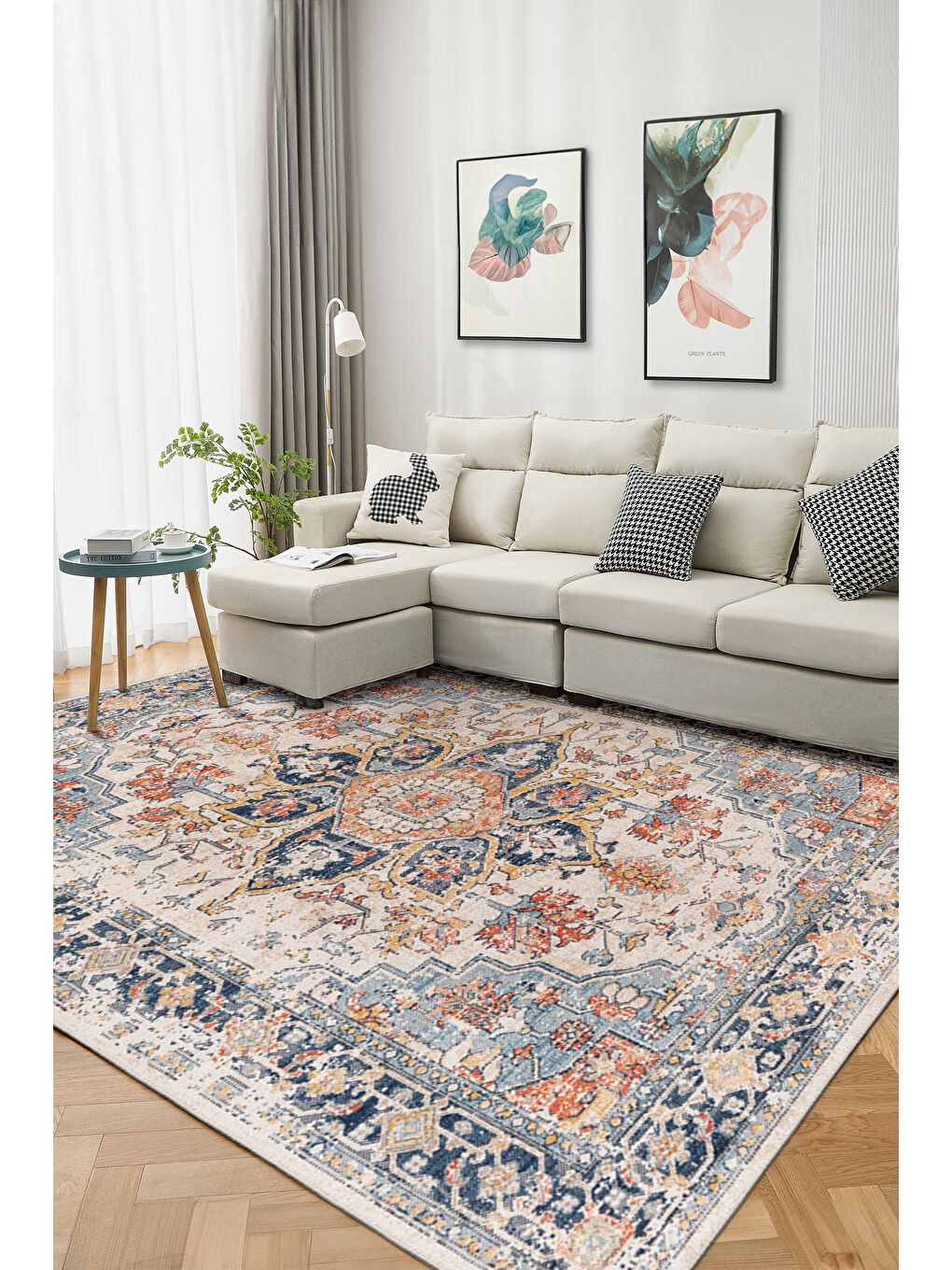 Turuncu Dekoratif Özel Tasarım Yıkanabilir İnce Kaymaz Tabanlı Modern Halı KECE FR17-2