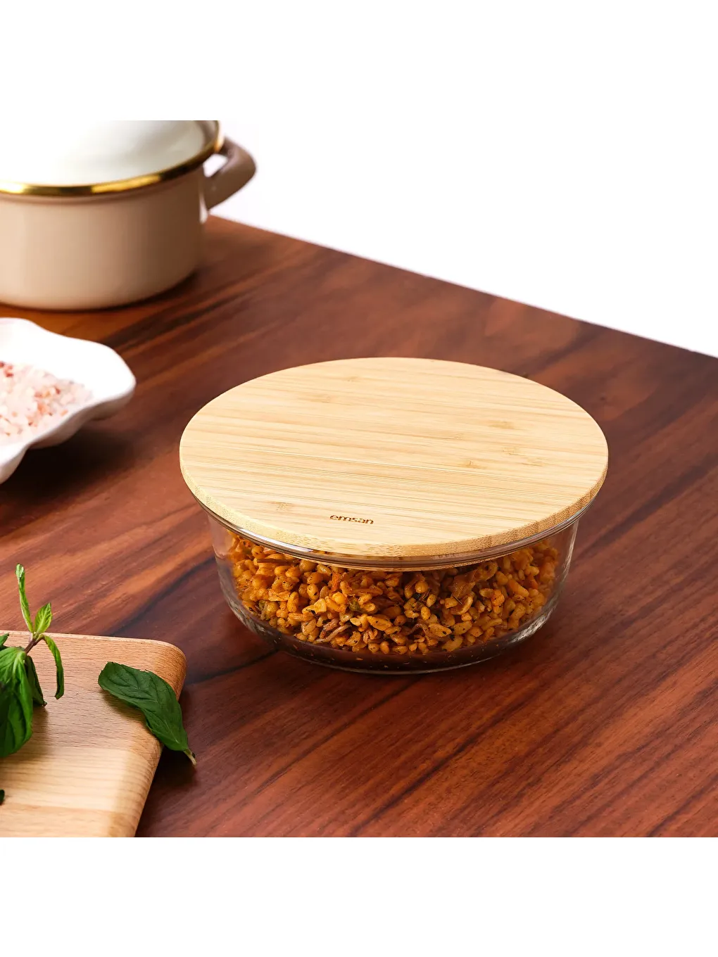 Renksiz Naturel 650 ml Yuvarlak Borosilikat Saklama Kabı-4