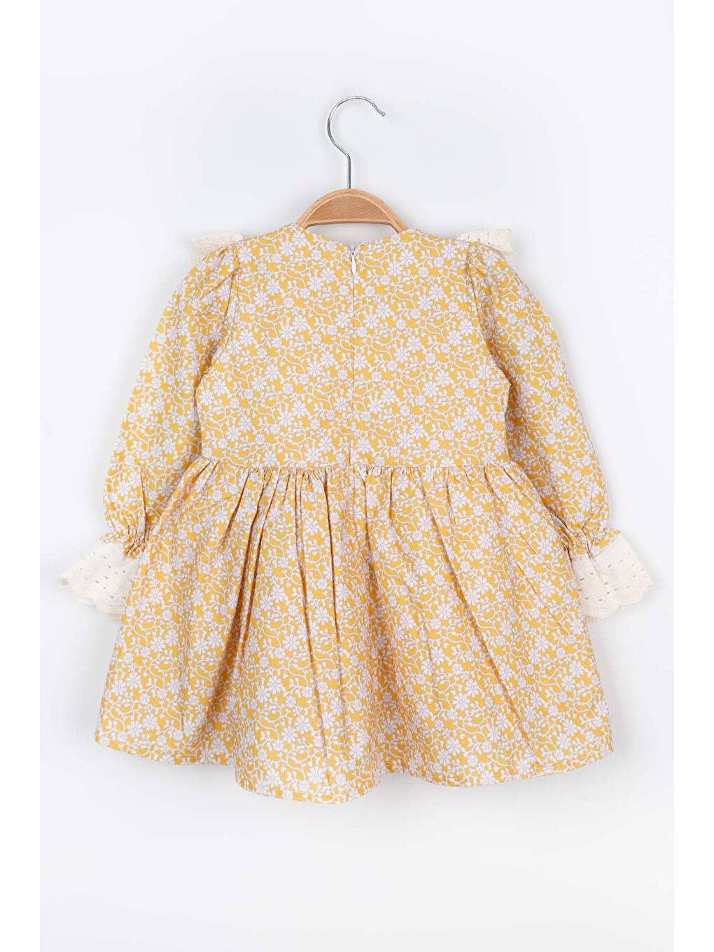 Sarı Hardal Fisto Yakalı Keten Kız Çocuk Elbise - Trinetta-3