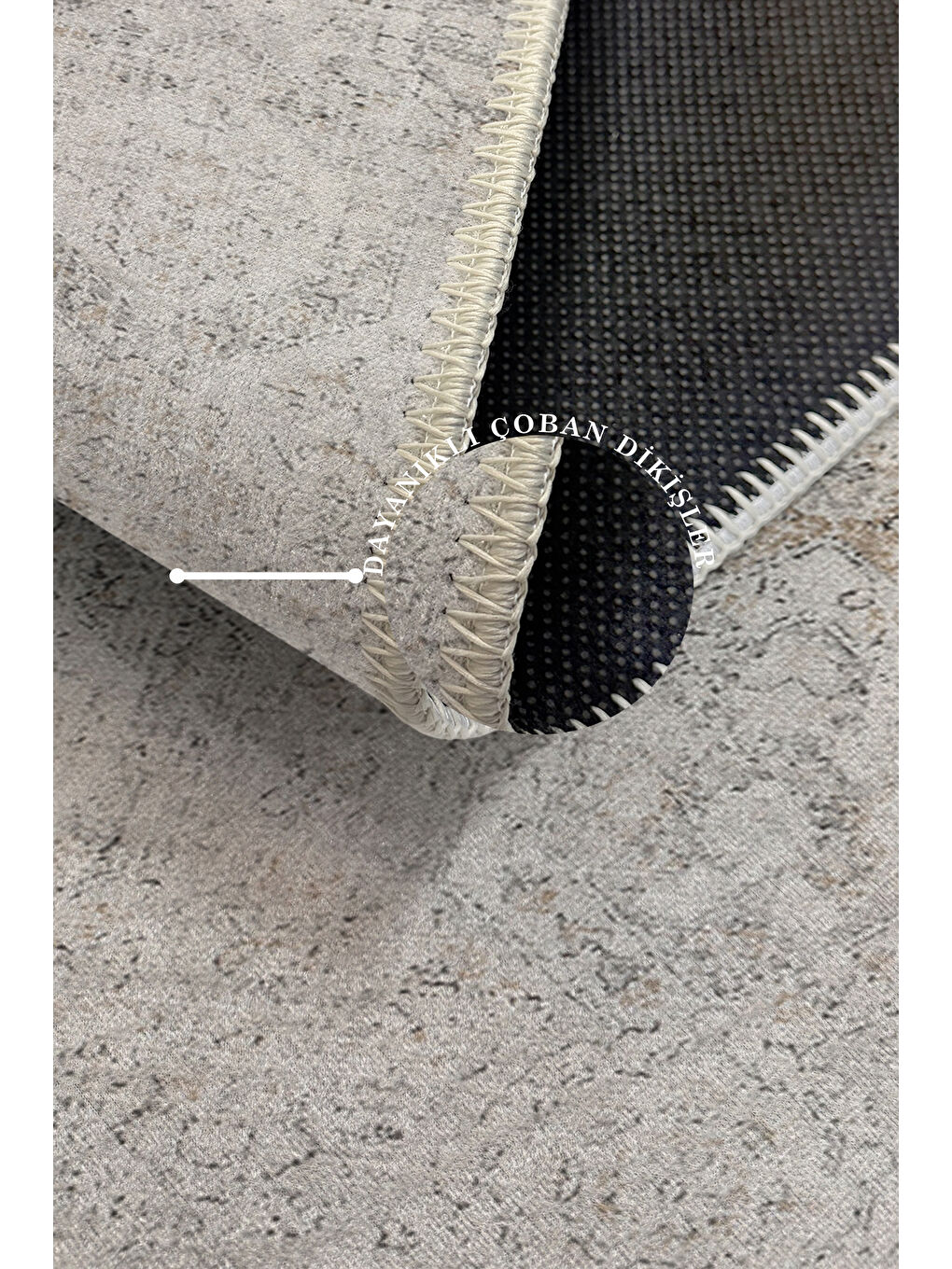 Bej Dekoratif Özel Tasarım Yıkanabilir İnce Kaymaz Tabanlı Modern Halı KECE FR16-3