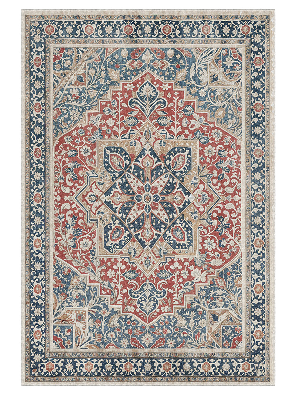 Lacivert Dekoratif Özel Tasarım Yıkanabilir İnce Kaymaz Tabanlı Modern Halı KECE FR15