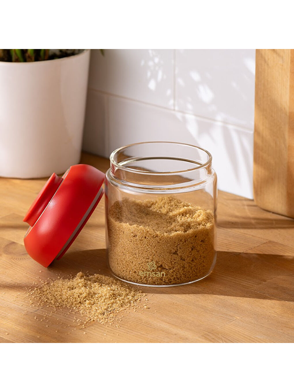 Kırmızı Simple Saklama Kavanozu 570 ml-5