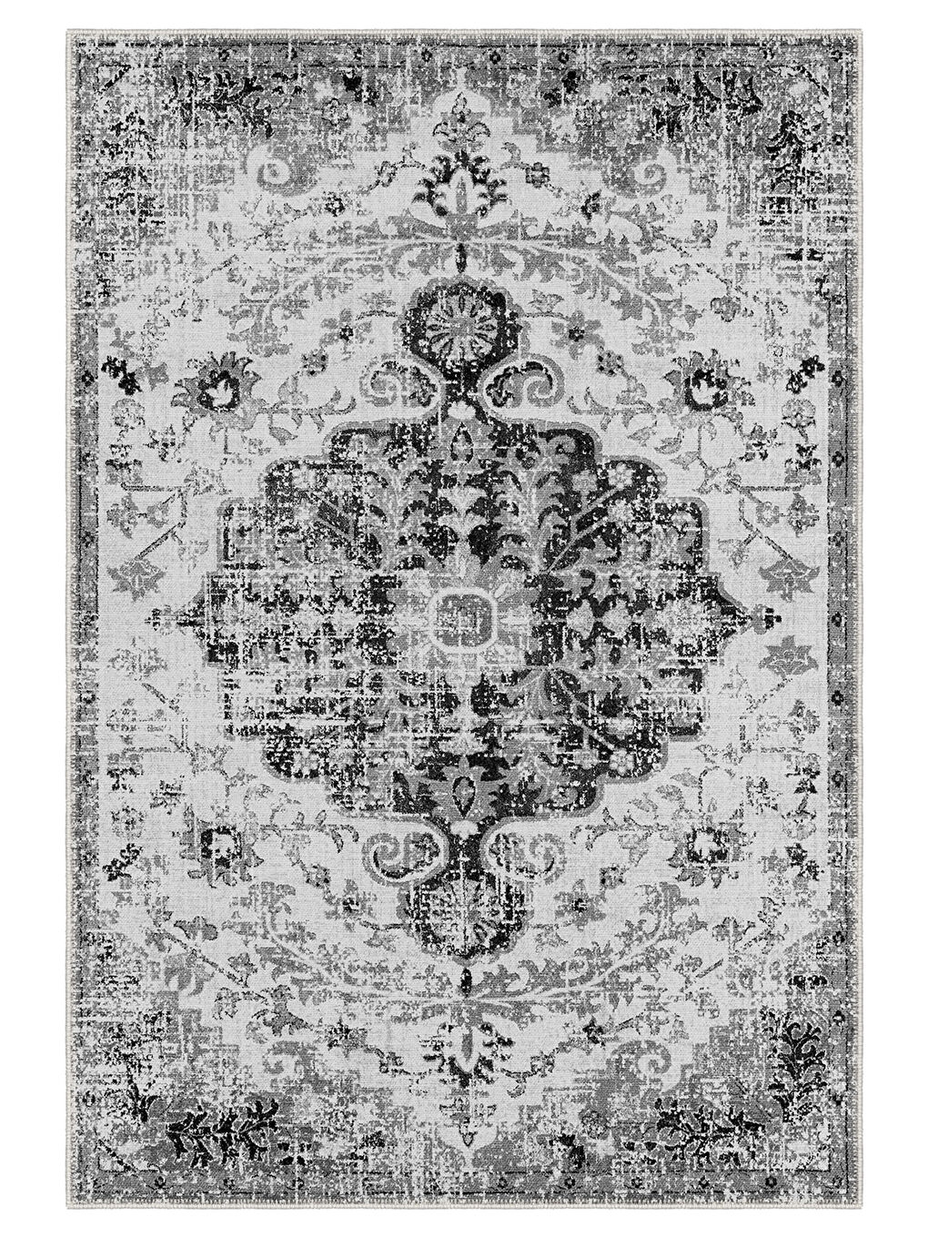 Siyah Dekoratif Özel Tasarım Yıkanabilir İnce Kaymaz Tabanlı Modern Halı KECE FR15