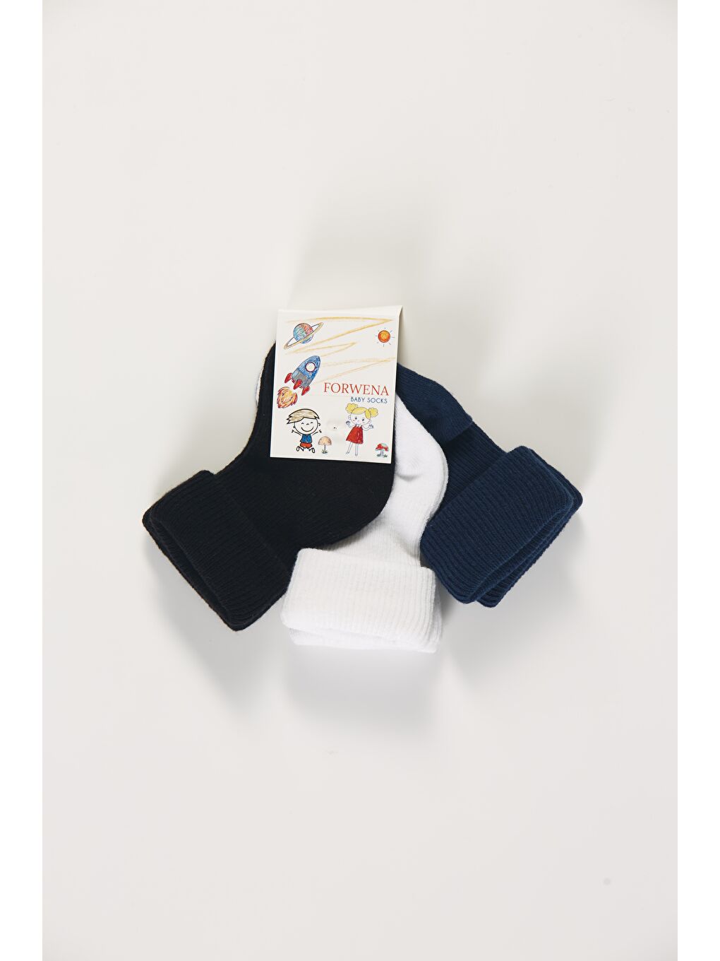 Karışık Baby Socks 3'lü Paket Bebek Renkli Pamuklu Dikişsiz Kıvırmalı Soket Çorap-1