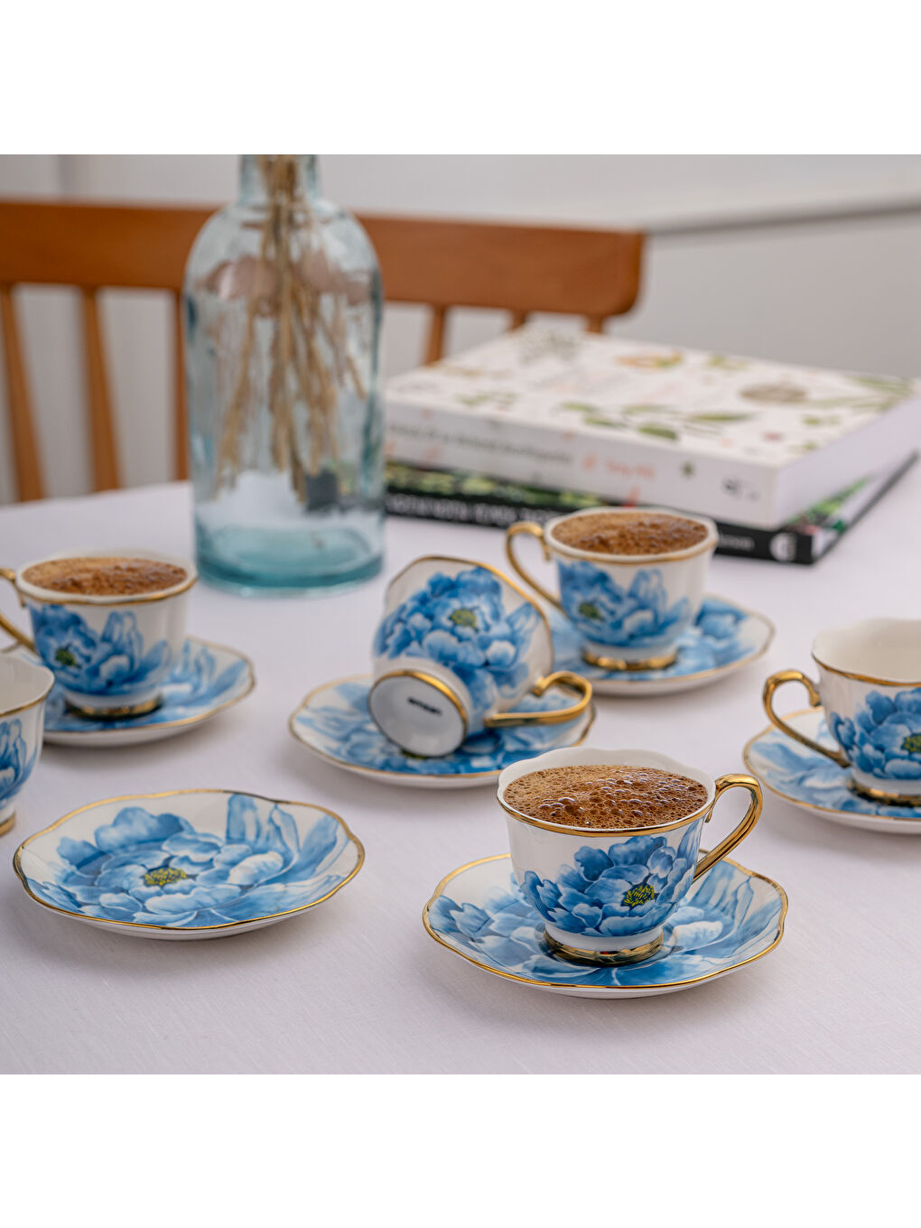 Mavi Dora 6 Kişilik Kahve Fincan Takımı 80 ml-5