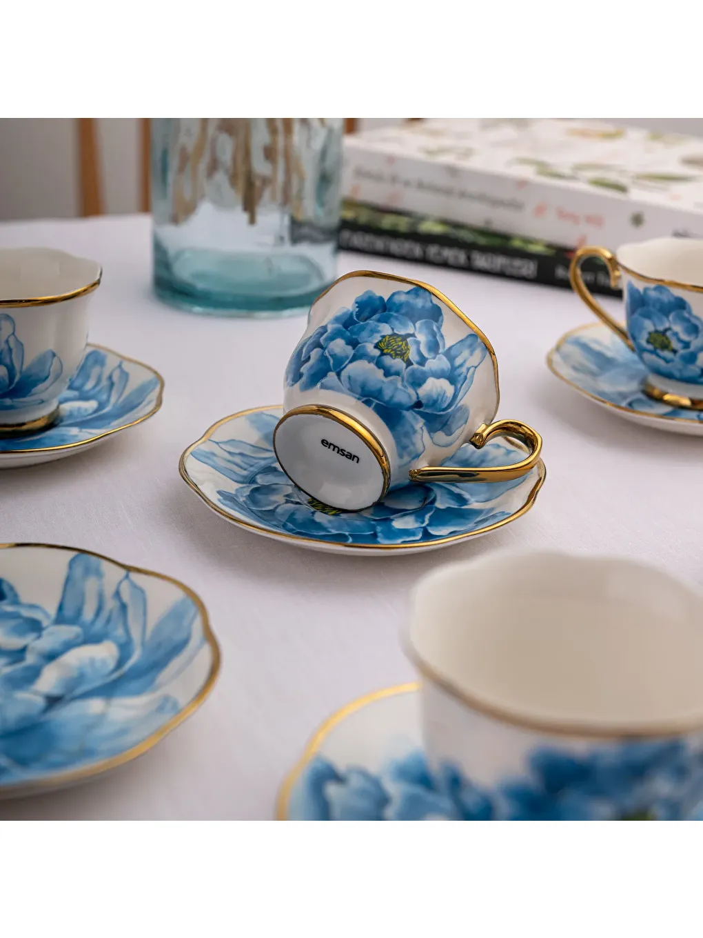 Mavi Dora 6 Kişilik Kahve Fincan Takımı 80 ml-6