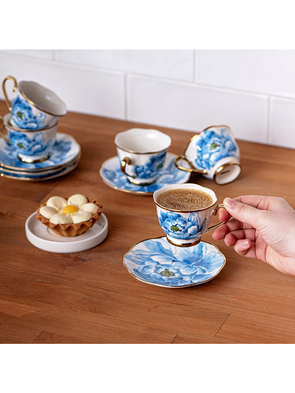 Mavi Dora 6 Kişilik Kahve Fincan Takımı 80 ml-7