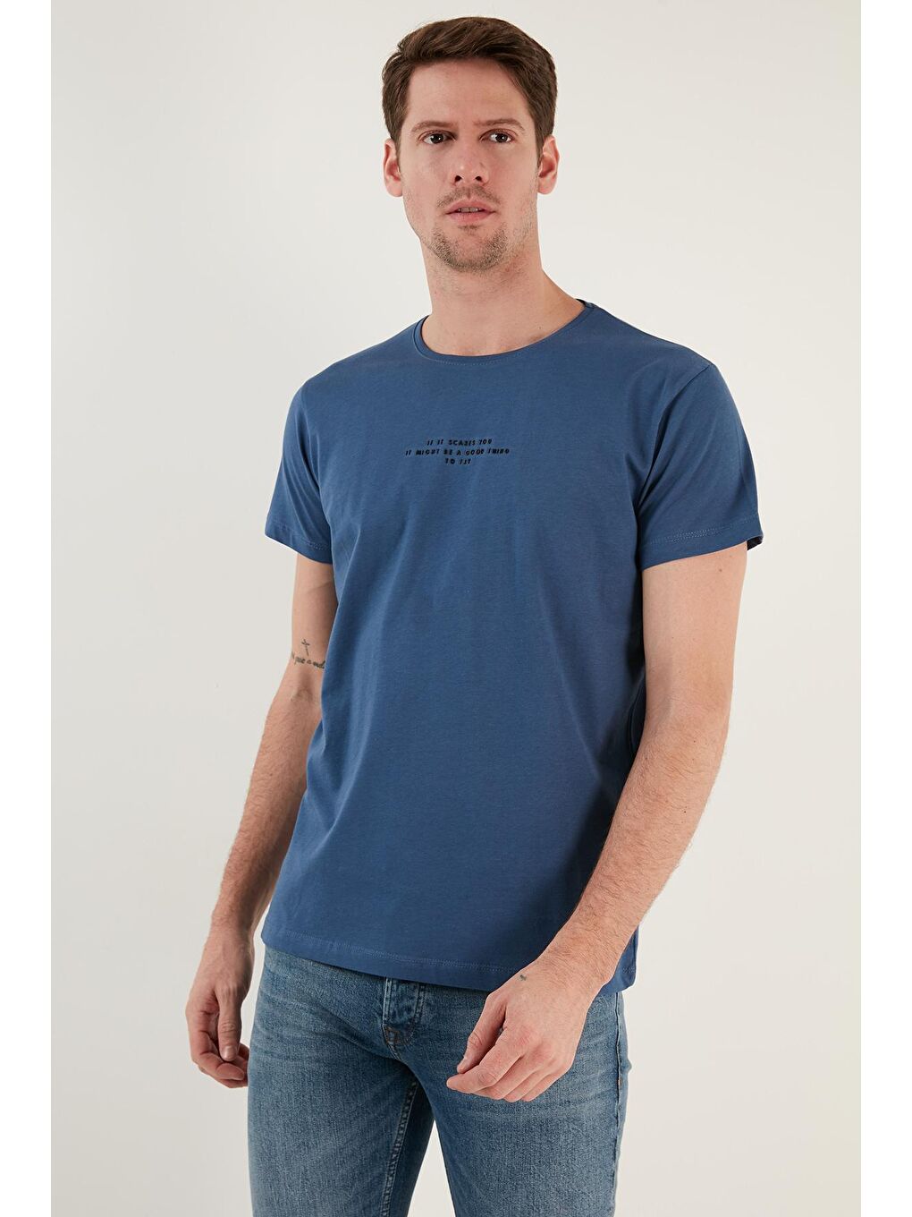 Mavi Bisiklet Yaka %100 Pamuk Slim Fit Erkek Tişört 541IFIT-1