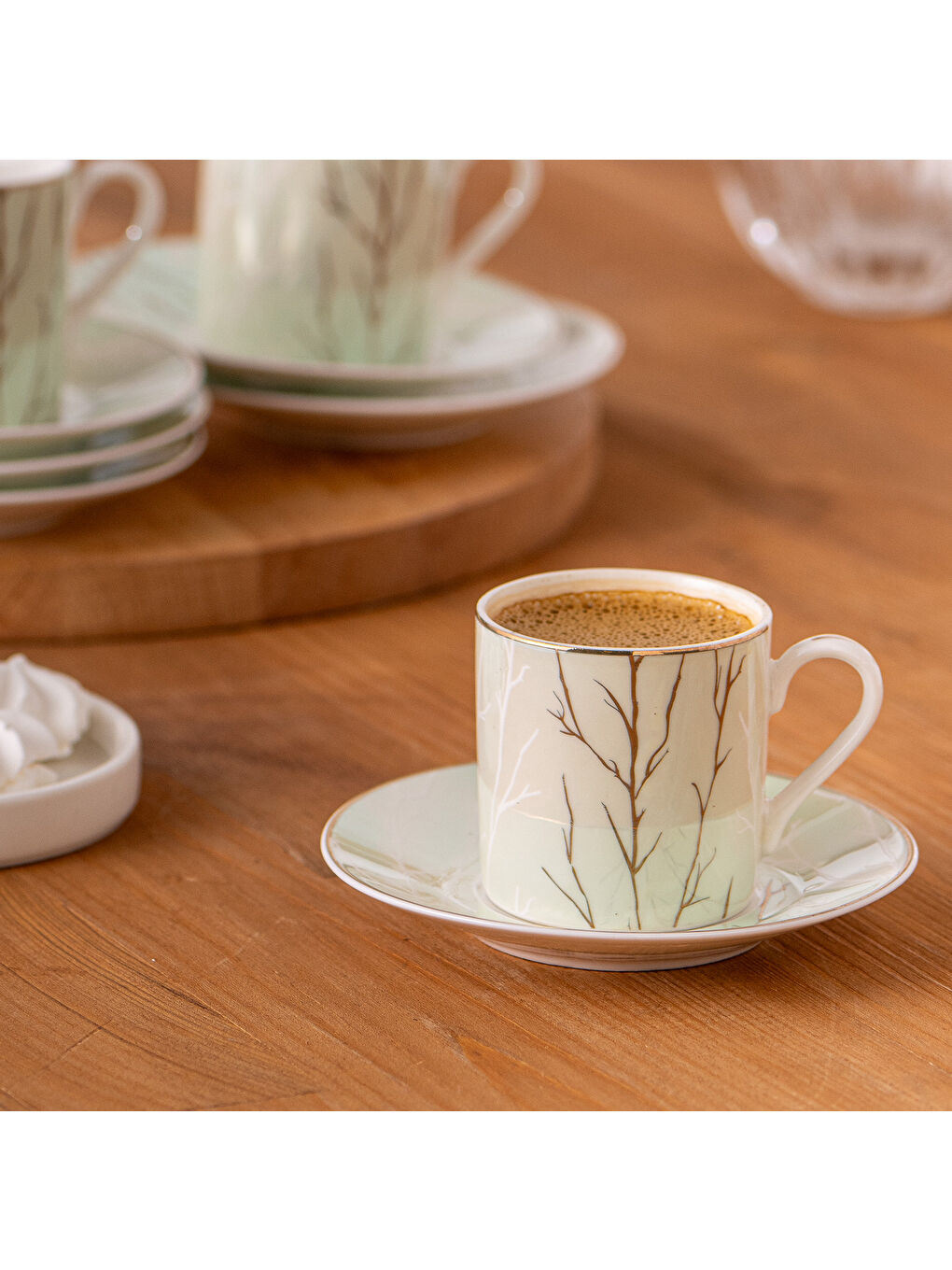 Beyaz Crystal 6 Kişilik Kahve Fincan Takımı 80 ml-5