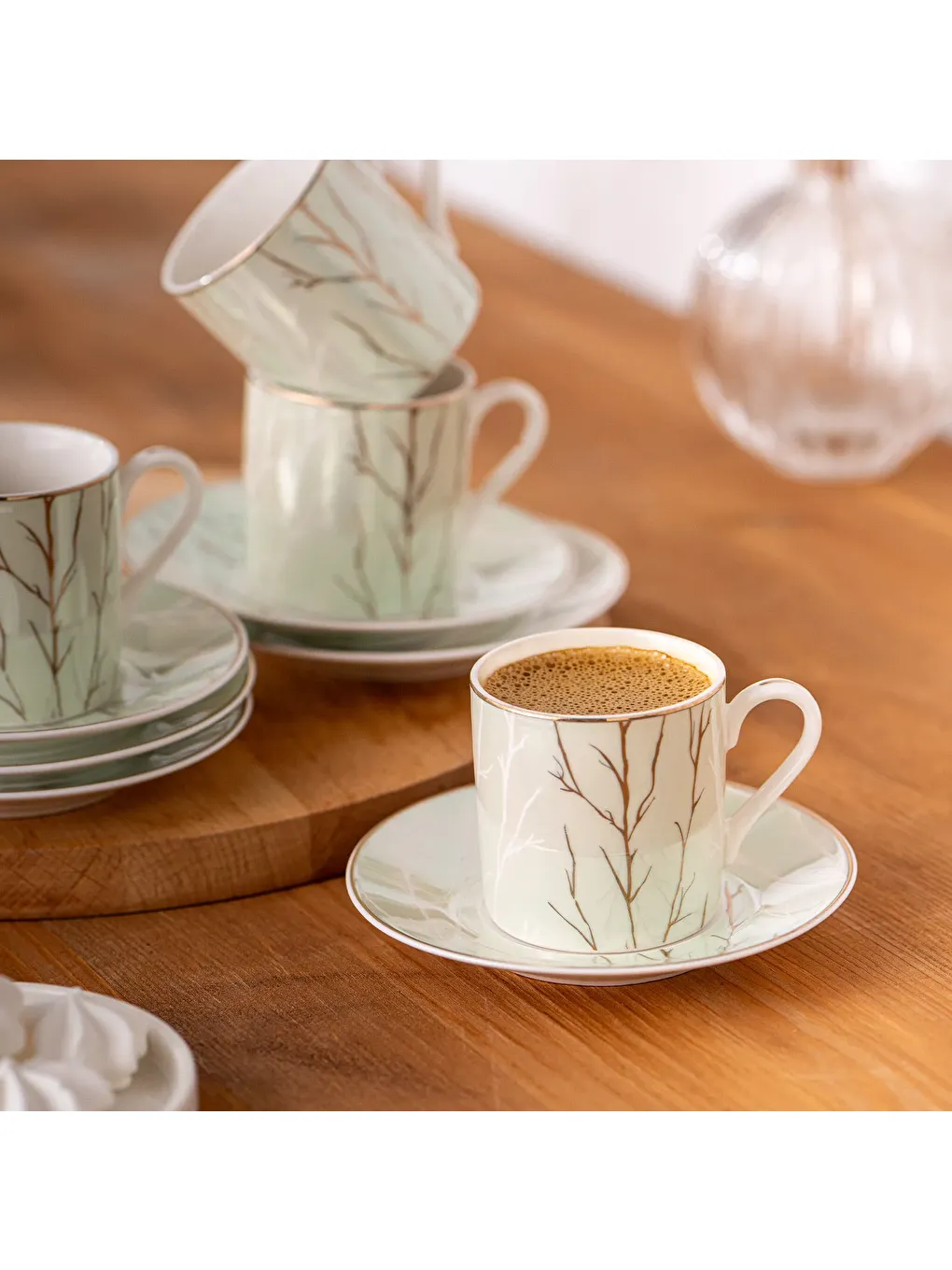 Beyaz Crystal 6 Kişilik Kahve Fincan Takımı 80 ml-6