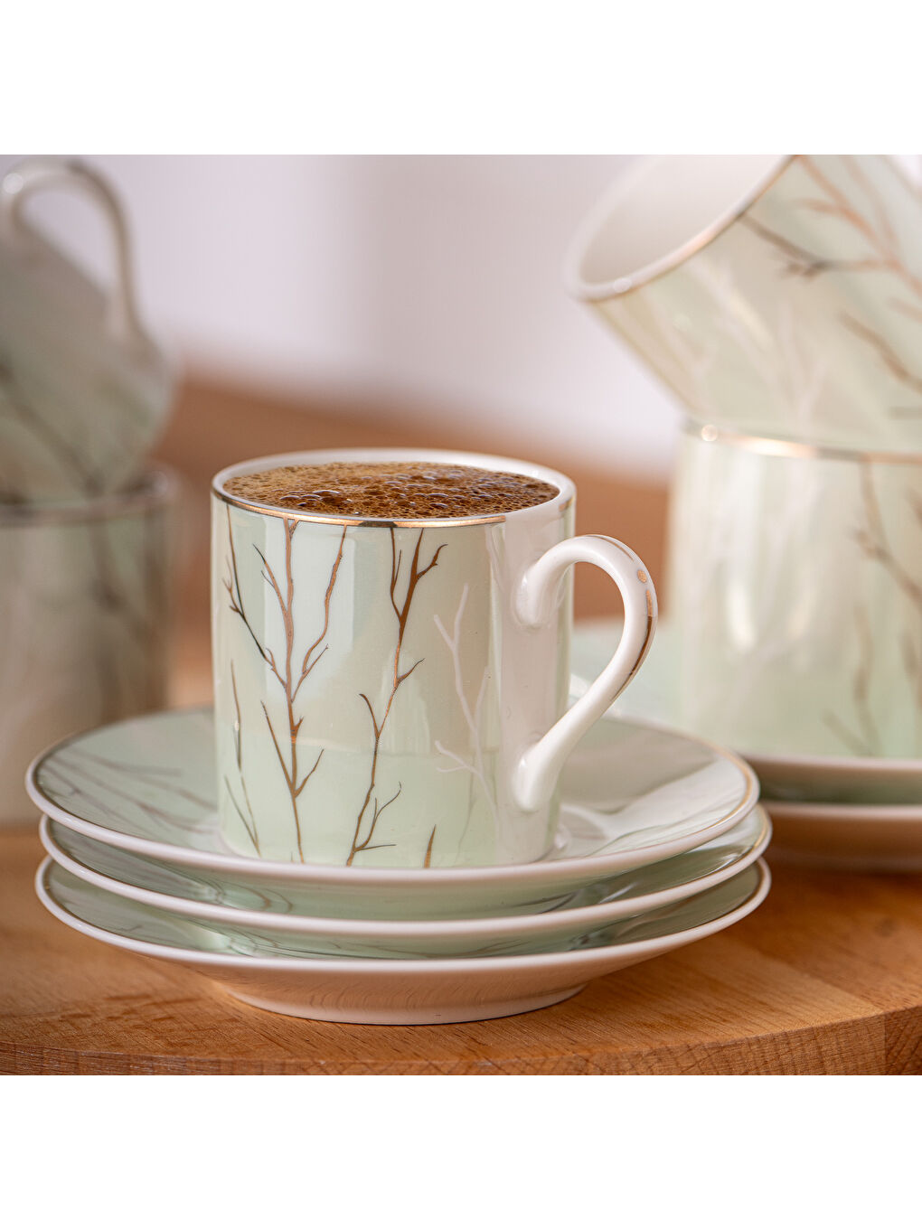 Beyaz Crystal 6 Kişilik Kahve Fincan Takımı 80 ml-7