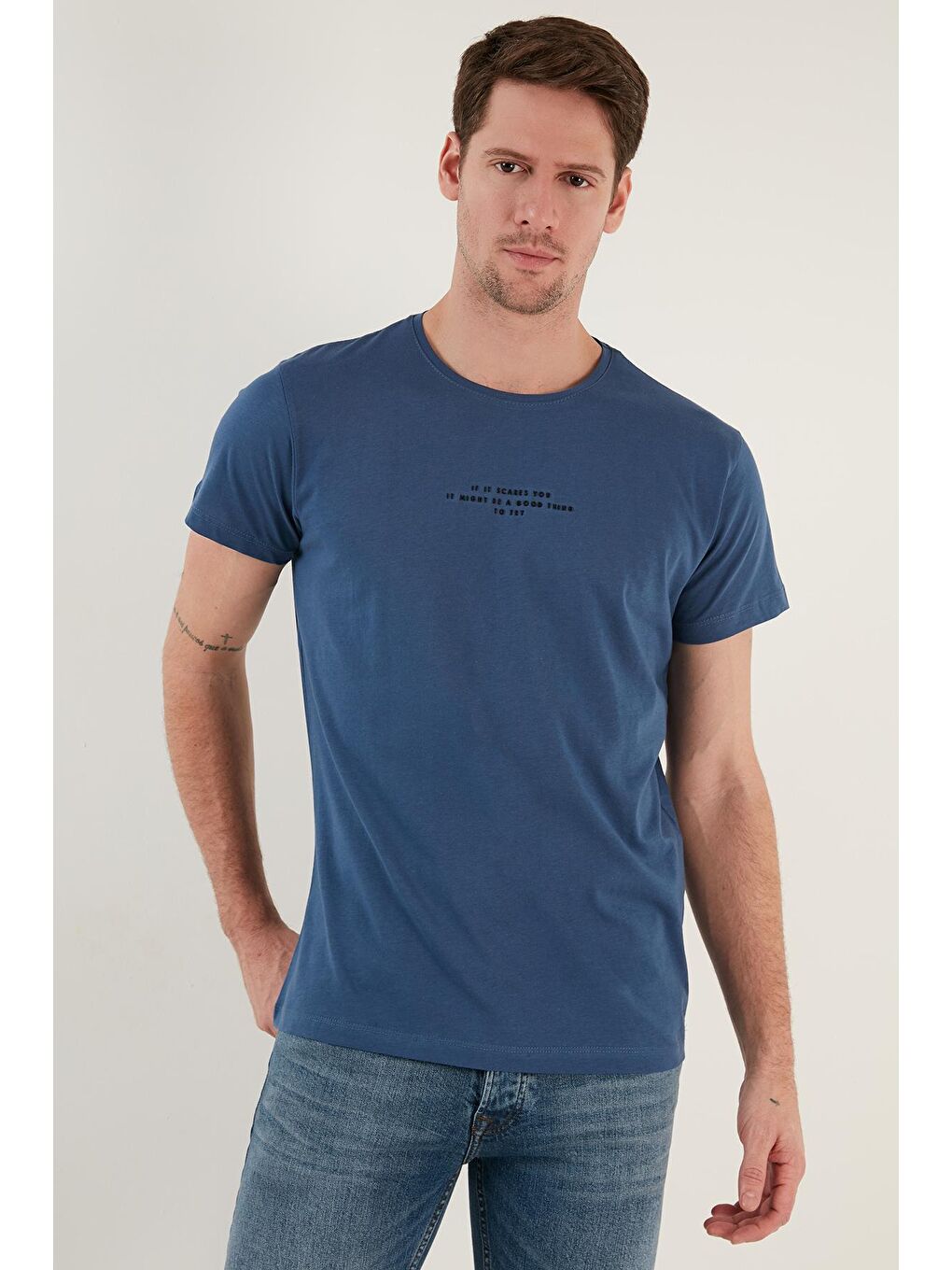 Mavi Bisiklet Yaka %100 Pamuk Slim Fit Erkek Tişört 541IFIT-2