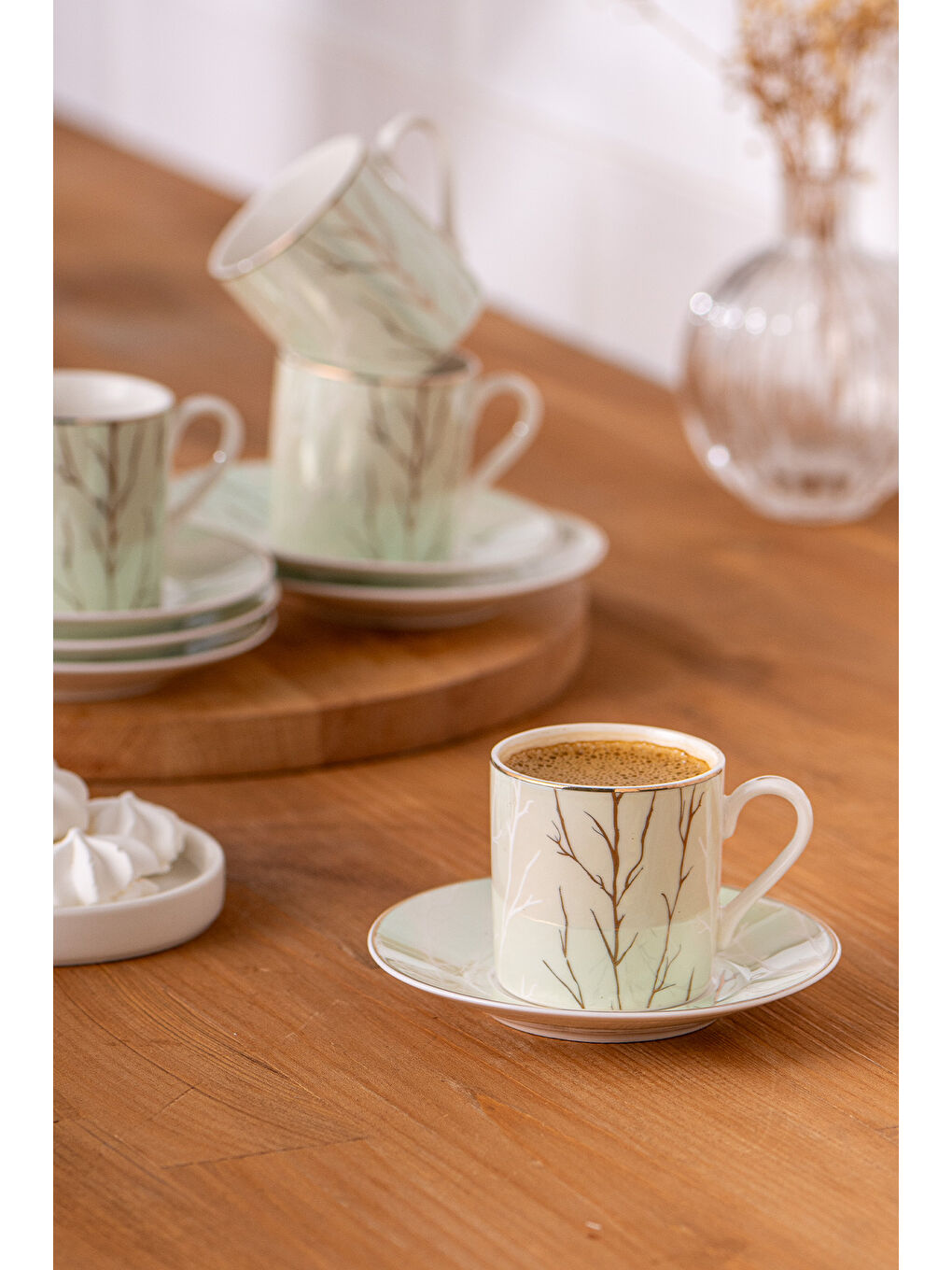 Beyaz Crystal 6 Kişilik Kahve Fincan Takımı 80 ml-3