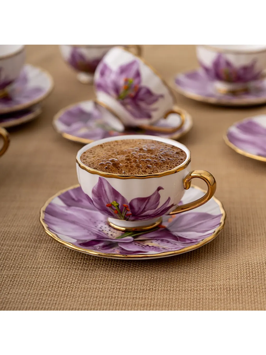 Mor Arya 6 Kişilik Kahve Fincan Takımı 80 ml-6