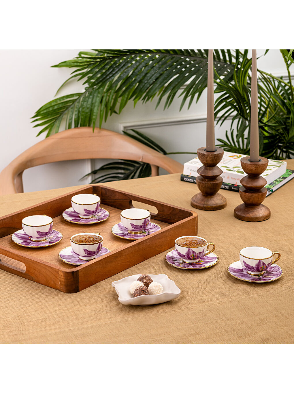 Mor Arya 6 Kişilik Kahve Fincan Takımı 80 ml-7