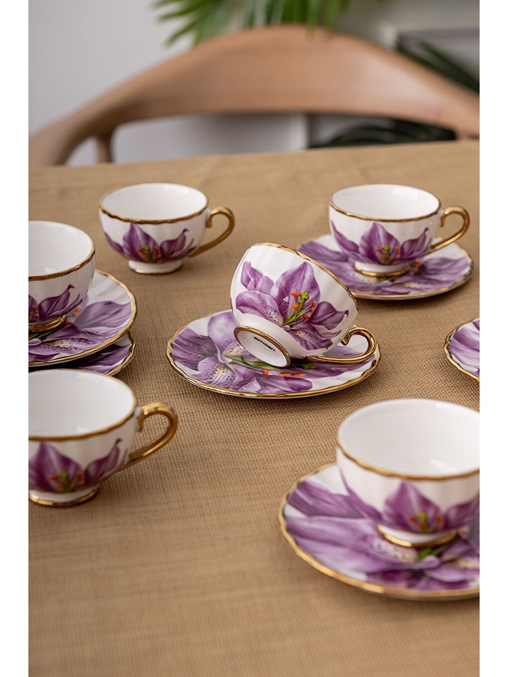 Mor Arya 6 Kişilik Kahve Fincan Takımı 80 ml-1